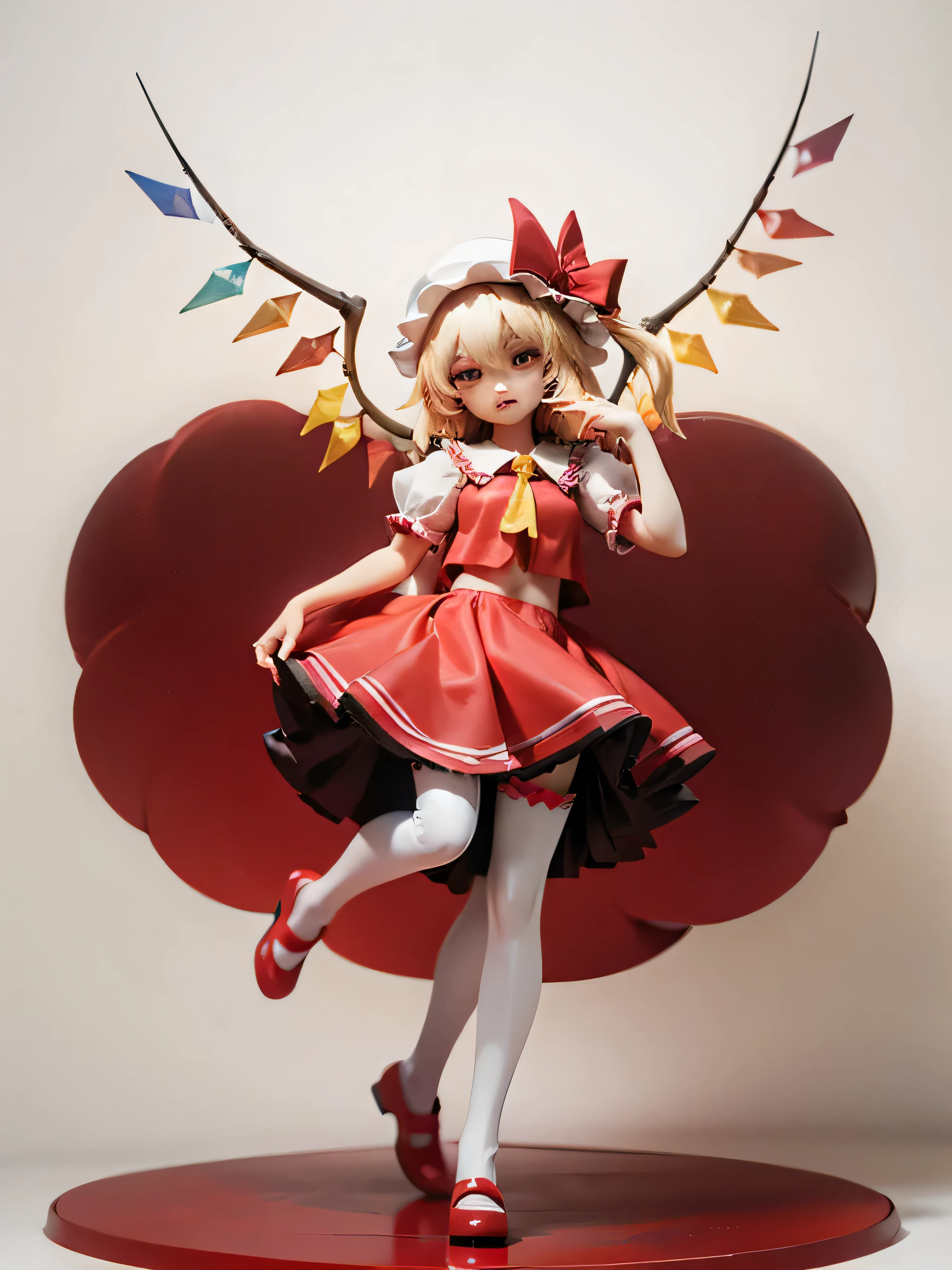 Flandre Scarlet、Touhou Project、Young、lovely、White Knee Highs、Crouch、slender、Drawers、Red Shoes、