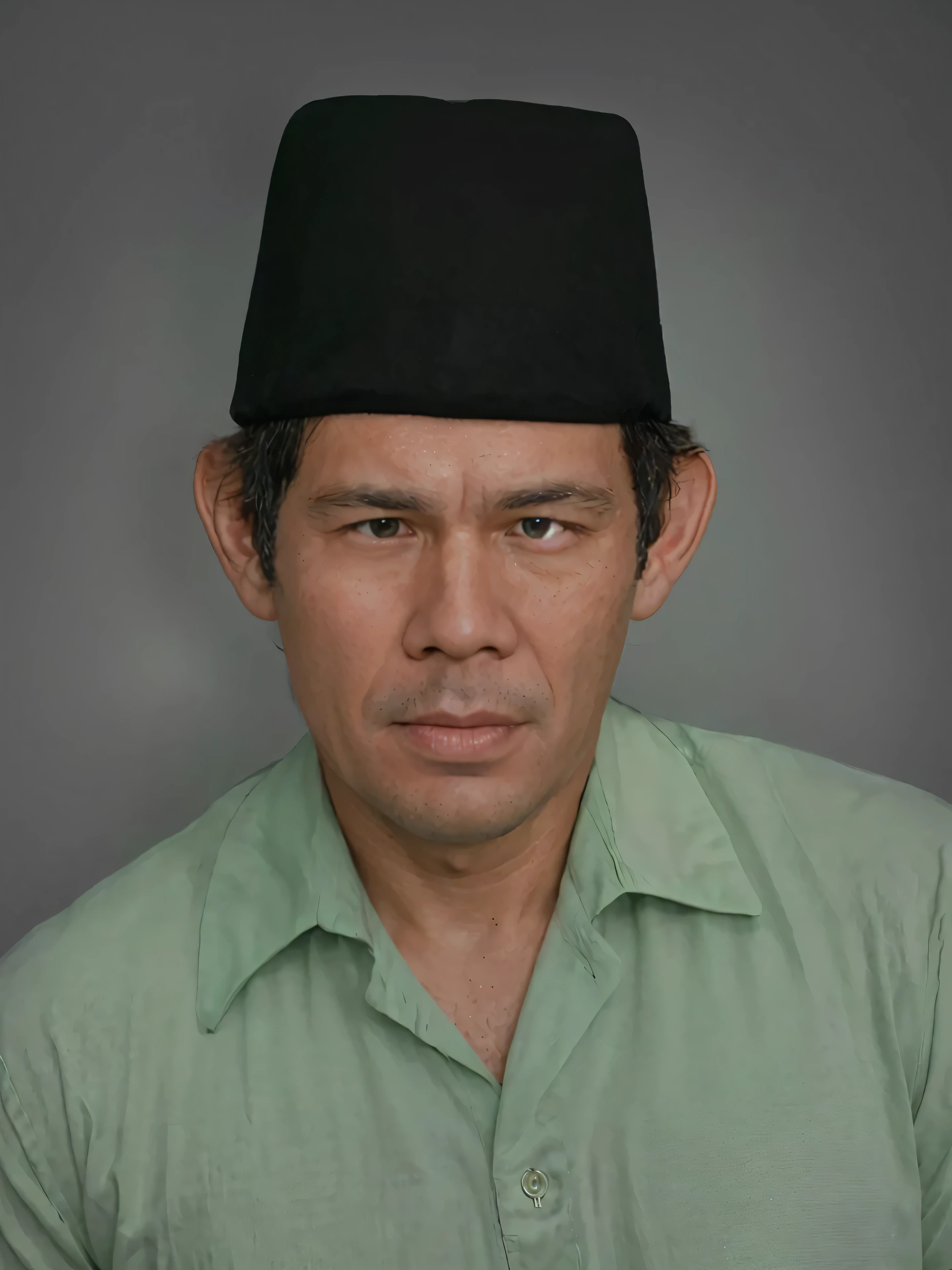 Make this photo look detailed and realistic, arafed man wearing a black hat and grey shirt, 60 years old man, protrait, realistic portrait photo, handsome man, close up potrait, profile portrait, very detailed face, very realistic face, very perfected face, very detailed clothes, very realistic clothes, very perfected clothes