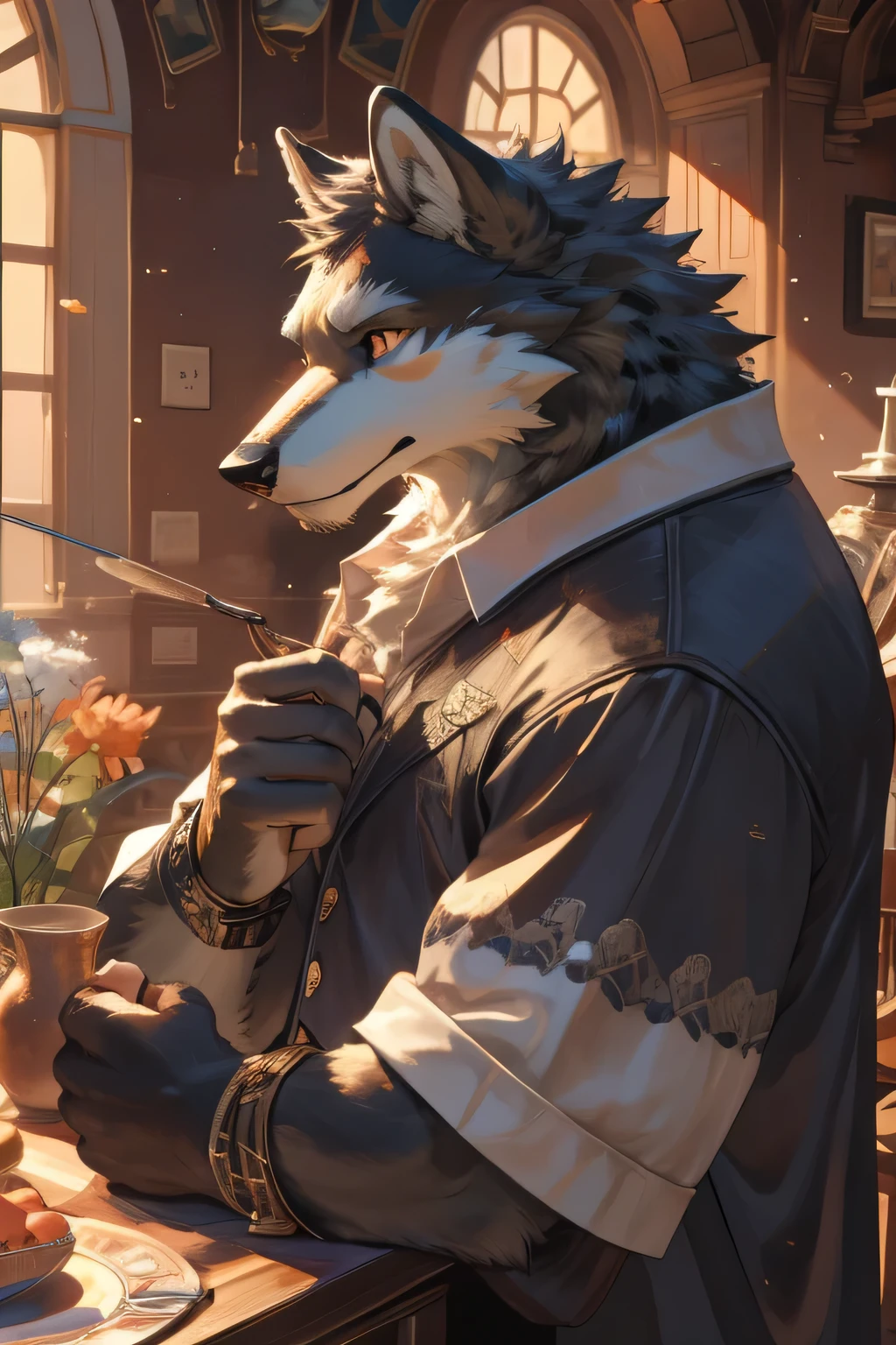((best quality)), ((masterpiece)), (detailed), Gray wolf is