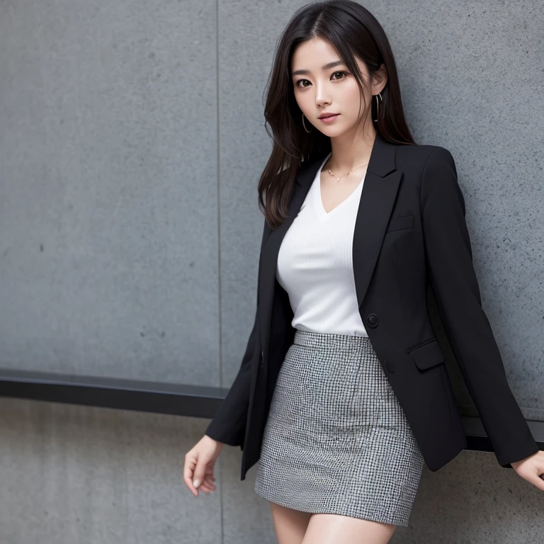 Alahed Asian woman in skirt and jacket posing for photo, Girl in suit, Japanese female fashion model, business suitを着ている, Girl in suit, wearing 黒のbusiness suit, business suitを着ている, gorgeous young Japanese women, beautiful south Japanese women, business suitを着て, wearing a black blazer, Japanese women, business suit, 黒のbusiness suit