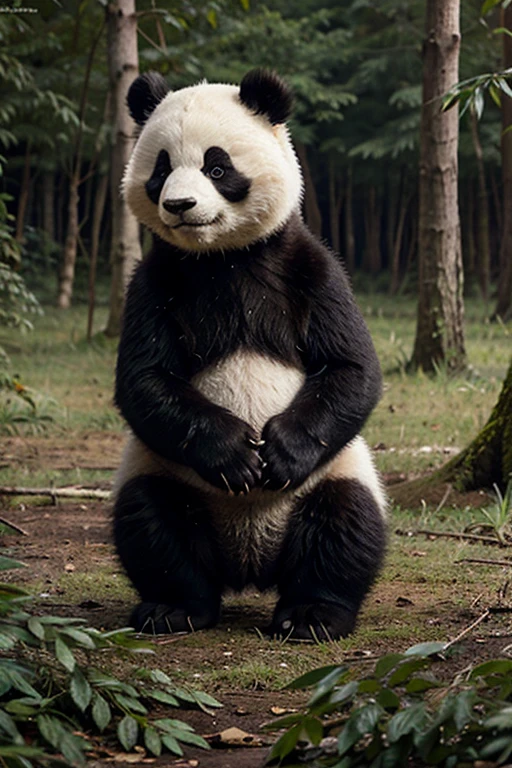 One panda in the forest
