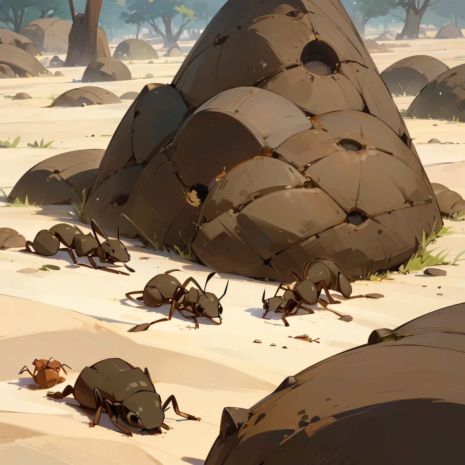 A group of an ant bring their own food