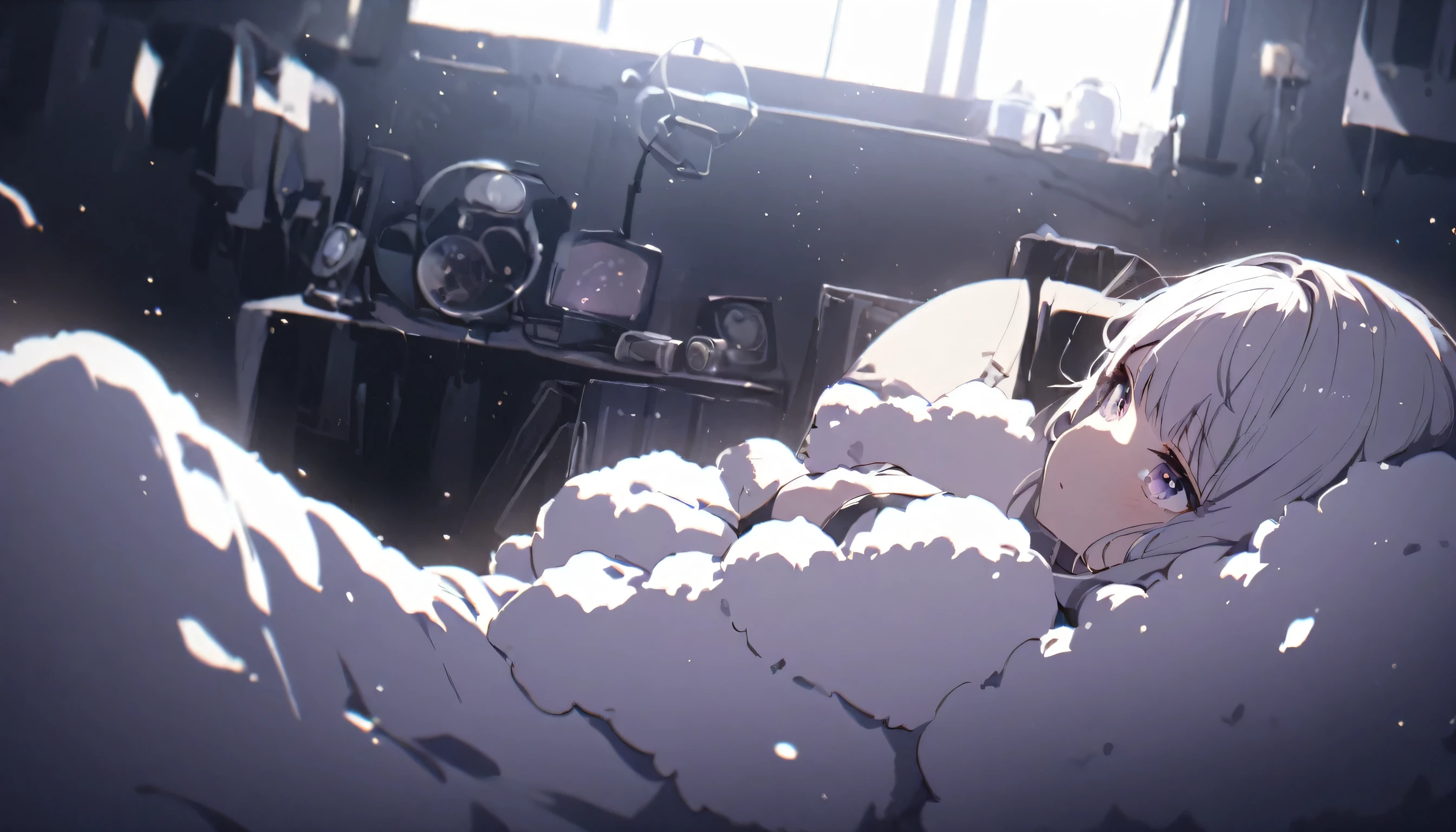 girl,cool, 1 person, Dark atmosphere, Fluffy Dreams