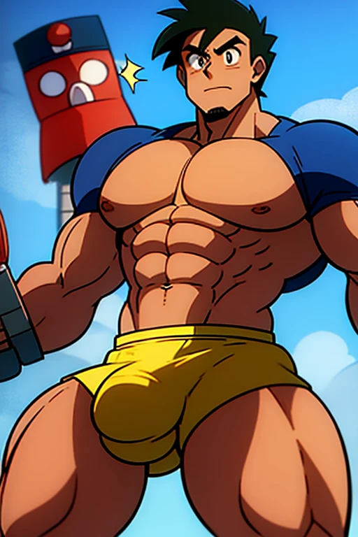 A big bodybuilder Ash Ketchum with bulging crotch is hypnotizing Brock to flex and grow big and muscular as his crotch swells with a massive bulge and his muscles tear out of his clothes as Brock gives in and becomes another big dumb muscular meathead jock bro in the gym. Hyper muscles. Vapid stare. Hypnosis. Brainwashing. Dumber. IQ drain.