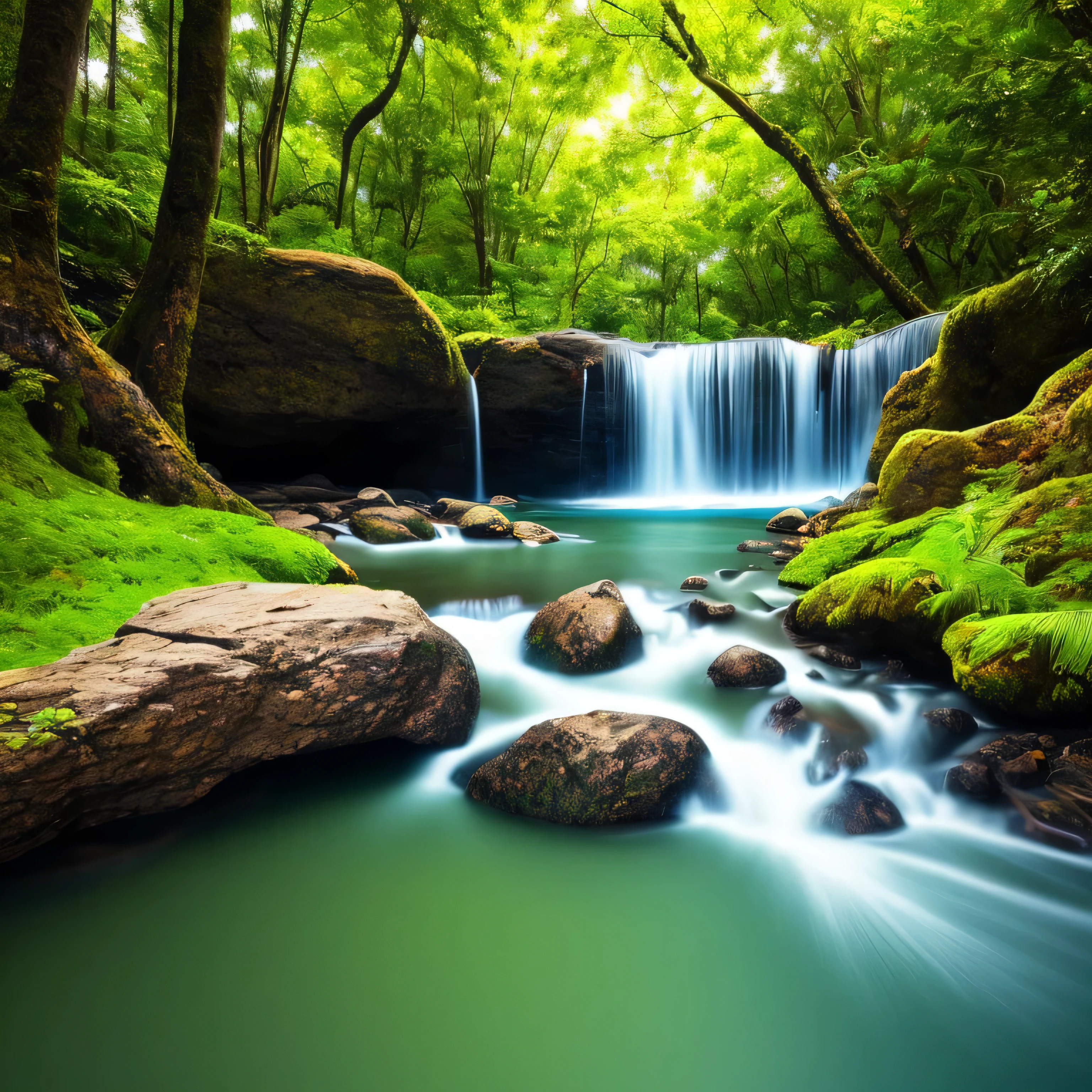 masterpiece, 最high quality, high quality, Very detailed CG unity 8k wallpaper, Vibrant colorful flowers、waterfall、rain、rain、rain、an extremely colorful and pure fantasy environment, bright green grass landscape, colorful trees々々, Shining Fruit, Bright blue flowers. The color of the river is deep blue, The air is filled with sweet exotic scents. The environment is like a dream, Award-winning photography, Bokeh, Written boundary depth, High resolution, bloom, chromatic aberration ,Realistic,Very detailed, Trending on Art Station, CGSociety Trends, Complex, Attention to detail, dramatic, art：The middle of a journey