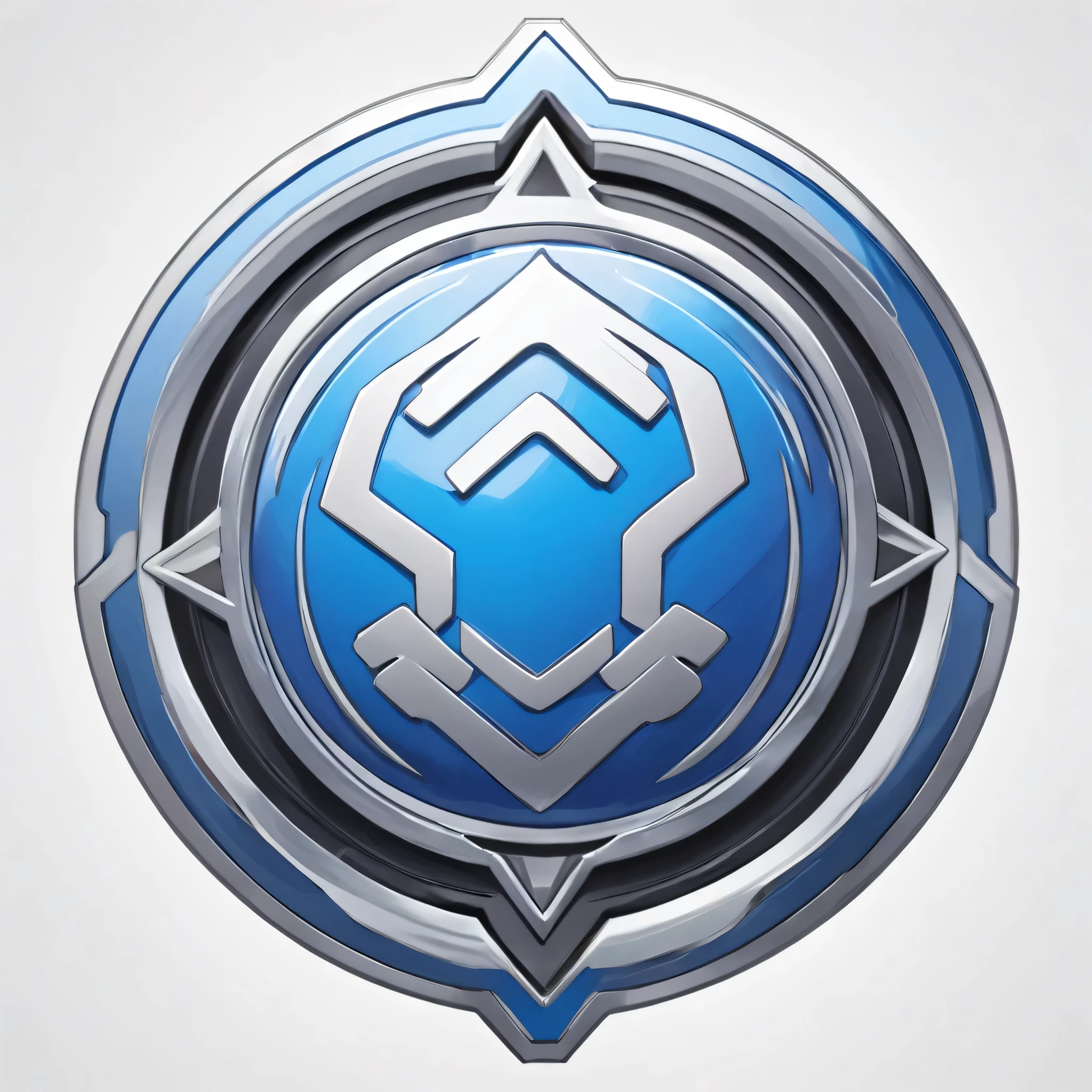 masterpiece, best quality, official digital art, 2D icon to be used for a card game, the icon is an emblem that represents an stamina or speed type fighting style, the emblem is in a blue-silver color, the emblem is also metallic, White background, 8k, anime-inspired style, no people, no humans