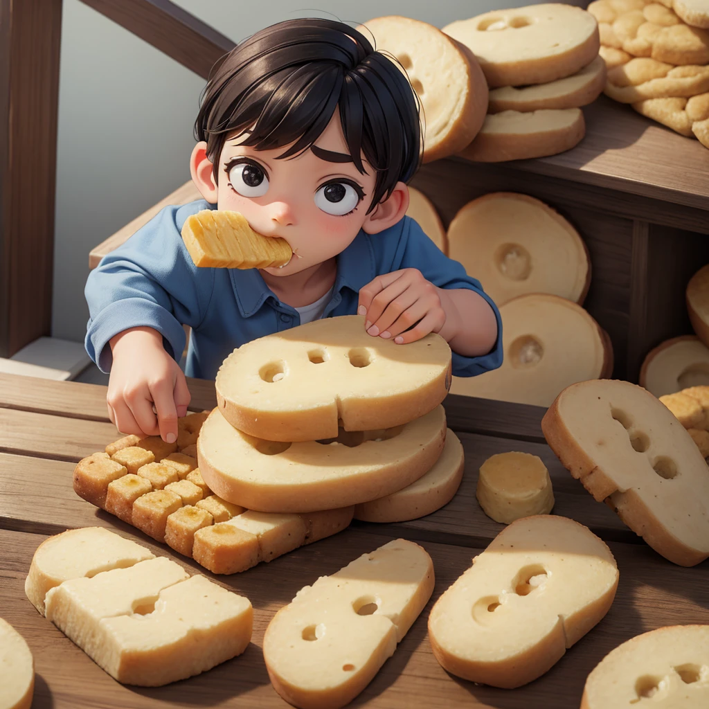 Um ratinho comendo um queijo