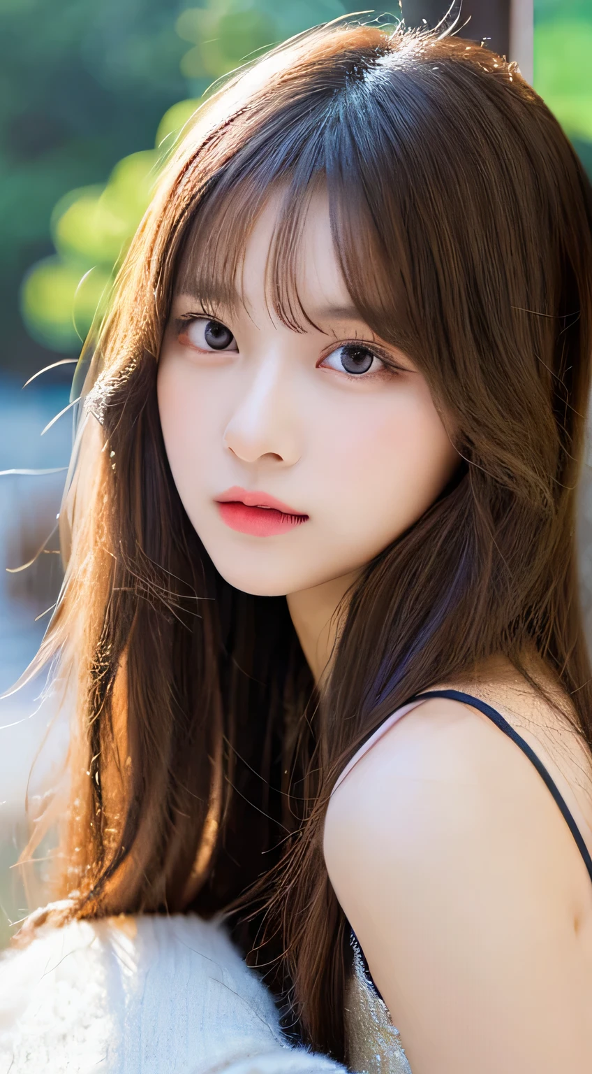 in detail, highest resolution, high quality、Complete dynamic configuration, beautiful detailed eyes, medium hair, 、Natural colored lips,Kamimay、Shibuya、20 year old girl、1 person、transparent skin、shiny hair、table top, best quality, illustration, very detailed, in detail, highest resolution, 8K、correct state of the human body、Crouch down、pretty pose,disheveled hair,beautiful bridge,perfectly beautiful face,KPOP idol face