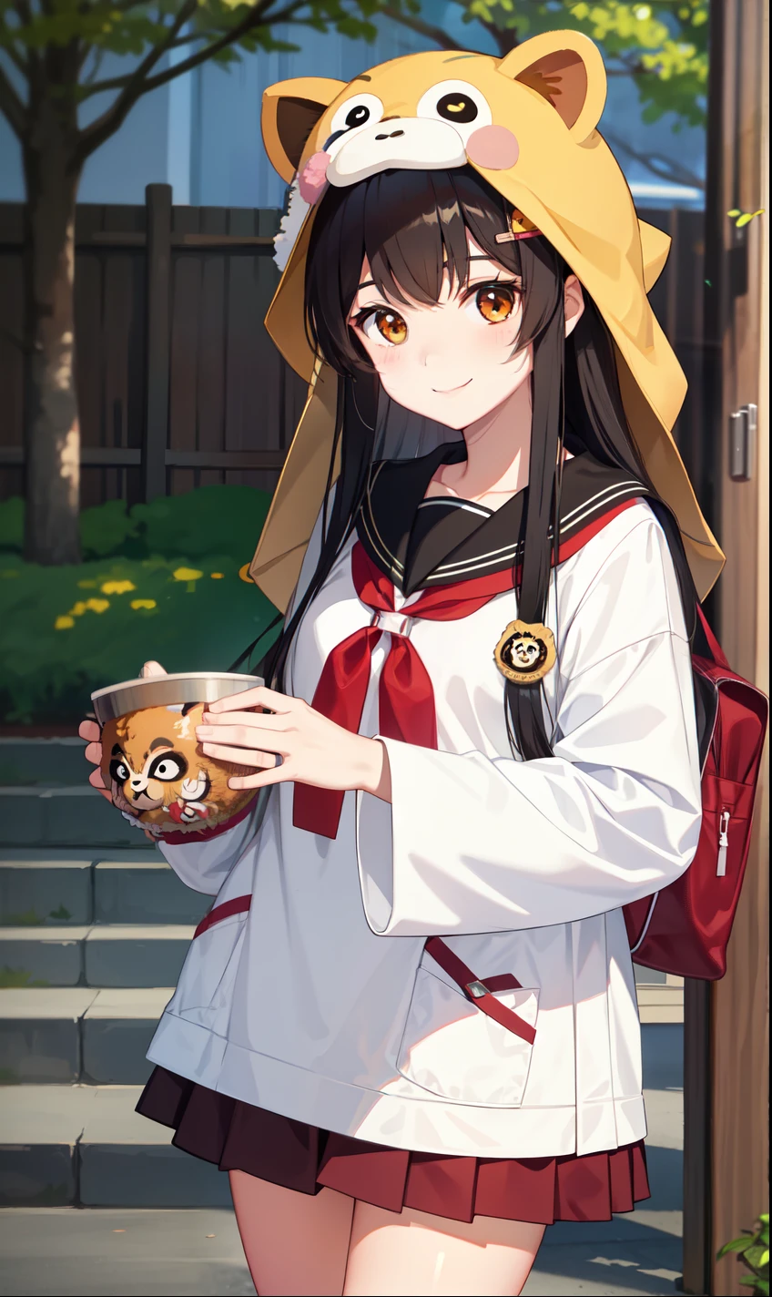 girl、smile、high school student、Tanuki Costume、Tanuki's Tail、skirt、(Small breasts)、