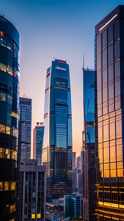 A cityscape waking up with the sunrise。Skyscraper silhouette、Xu々The sky brightenorning Glow。Quiet and clean々Shii、Anticipation for the day ahead。