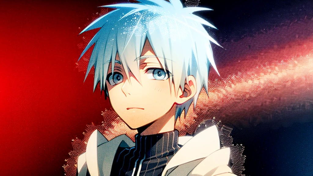 ((highest quality, super detailed,detailed eyes:1.3)),(((total 1 boy:1.2))),cool face,light blue hair,short,hair,light blue eyes,kuroko tetsuya,BREAK(basketball uniform:1.2)BREAK(aqua blue aura background:1.1)BREAK,(from side,cowboy shot,face focus:1.1),(boy on left:1.5),(looking at viewer:1.4)