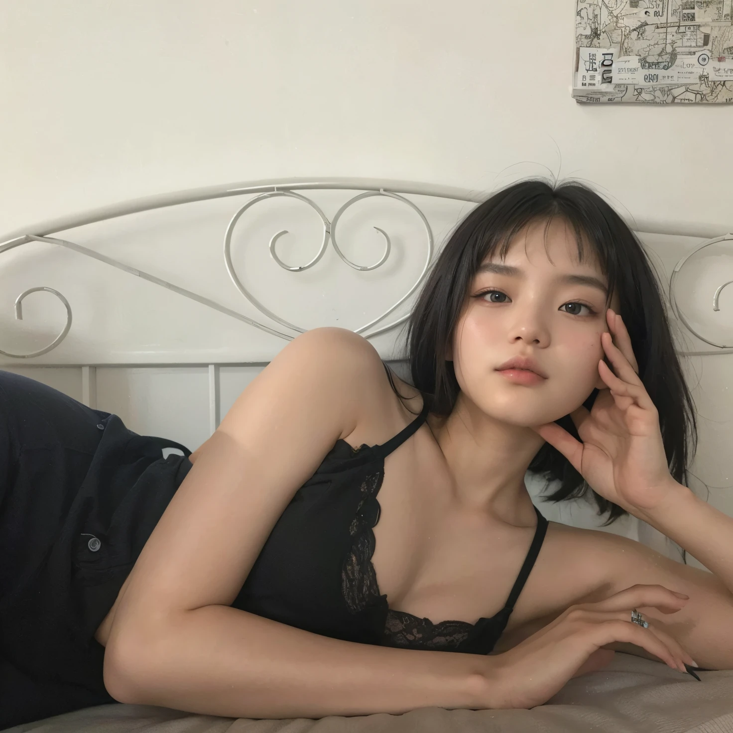 arafed asian woman with a white shirt and blue shorts, lalisa manobal, 18 years old, young cute wan asian face, with bangs, gemma chan beautiful girl, 1 8 yo, gorgeous chinese model, gorgeous young korean woman, beautiful asian girl, ayami koj ima, instagram model, neat hair with bangs, young asian girl