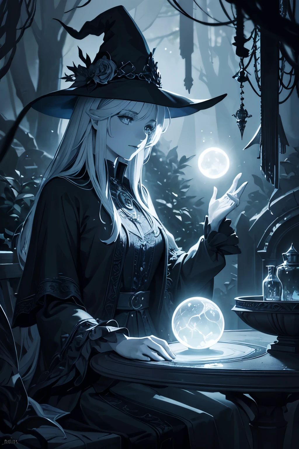 (best quality,4k,8k,highres,masterpiece:1.2),ultra-detailed,(realistic,photorealistic,photo-realistic:1.37),green colored witch,traditional style,with flying monkeys around her,witch on top of a big castle,illustration,detailed and vibrant scenery,dark and mystic atmosphere,detailed facial features,clothes with intricate patterns,haunting eyes and wicked smile,scenic garden filled with enchanting plants and vines,lush greenery and vibrant flowers,mysterious fog surrounding the castle,tall and sturdy castle towers,polygonal castle structure,ancient and weathered stone walls,light streaming in through stained glass windows,moonlit night sky with stars and a full moon,magic glowing orbs and sparks,ancient symbols carved into the castle walls,crystal ball and potion bottles on a stone table,ornate furniture and tapestries,twisting and curling tree branches,silhouettes of other creatures lurking in the shadows,dark and twisted trees,moody and dramatic lighting,contrasting color palette with vibrant greens and deep purples,ethereal and supernatural ambiance,traditional witch's hat and cloak,ornate broomstick adorned with intricate carvings,pentagram symbols and ancient symbols in the surroundings,whimsical and magical atmosphere,foggy valleys and distant mountains in the background,conjuring spells and casting magic,flying monkeys surrounding the witch in a circular formation,dramatic poses and movements.