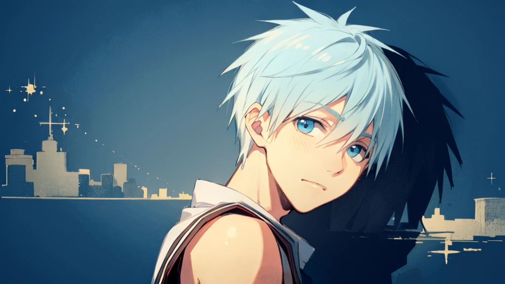 ((highest quality, super detailed,detailed eyes:1.3)),(((total 1 boy:1.2))),cool face,light blue hair,short,hair,light blue eyes,kuroko tetsuya,BREAK(basketball uniform:1.2)BREAK(aqua blue aura background:1.1)BREAK,(from side,portrait,face focus:1.1),(boy on left:1.5),(looking at viewer:1.4)