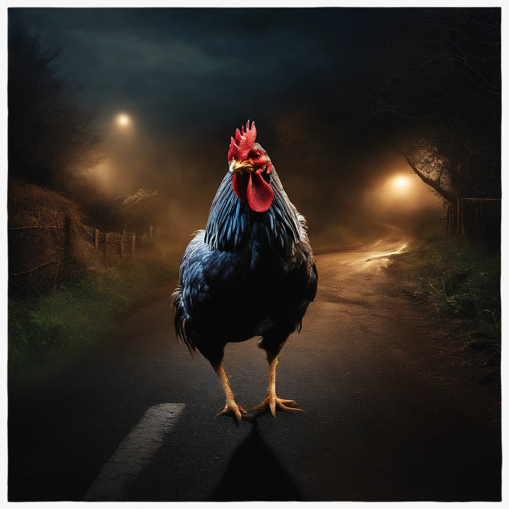 chicken、雌chicken、Dark atmosphere、Horror、On the dark night road