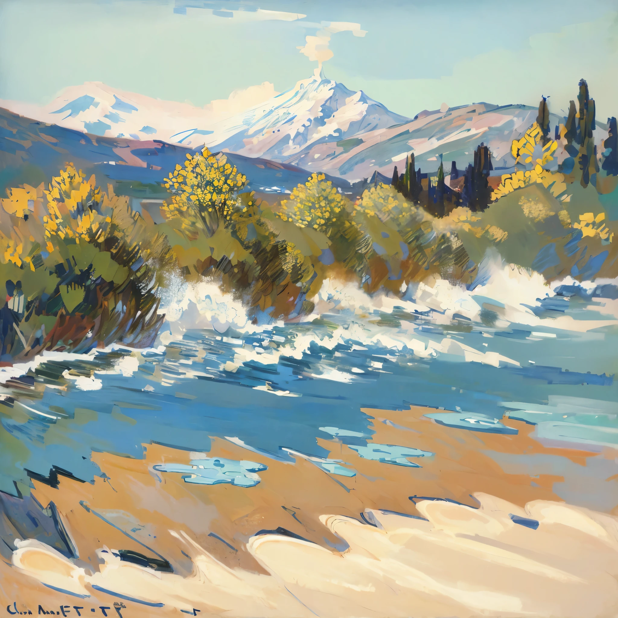 (((masterpiece, highest quality, High resolution,8k,perfect hand))),(((Claude Monet style))),(((Mont Blanc)))