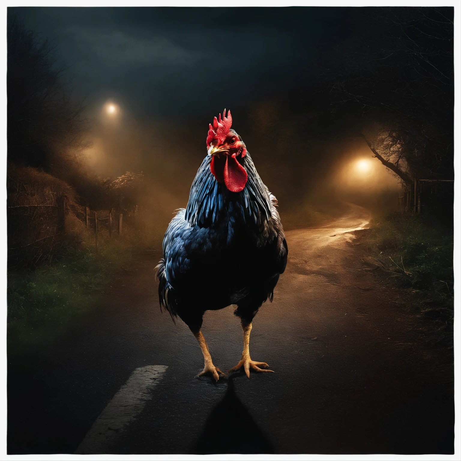 chicken、雌chicken、Dark atmosphere、Horror、On the dark night road