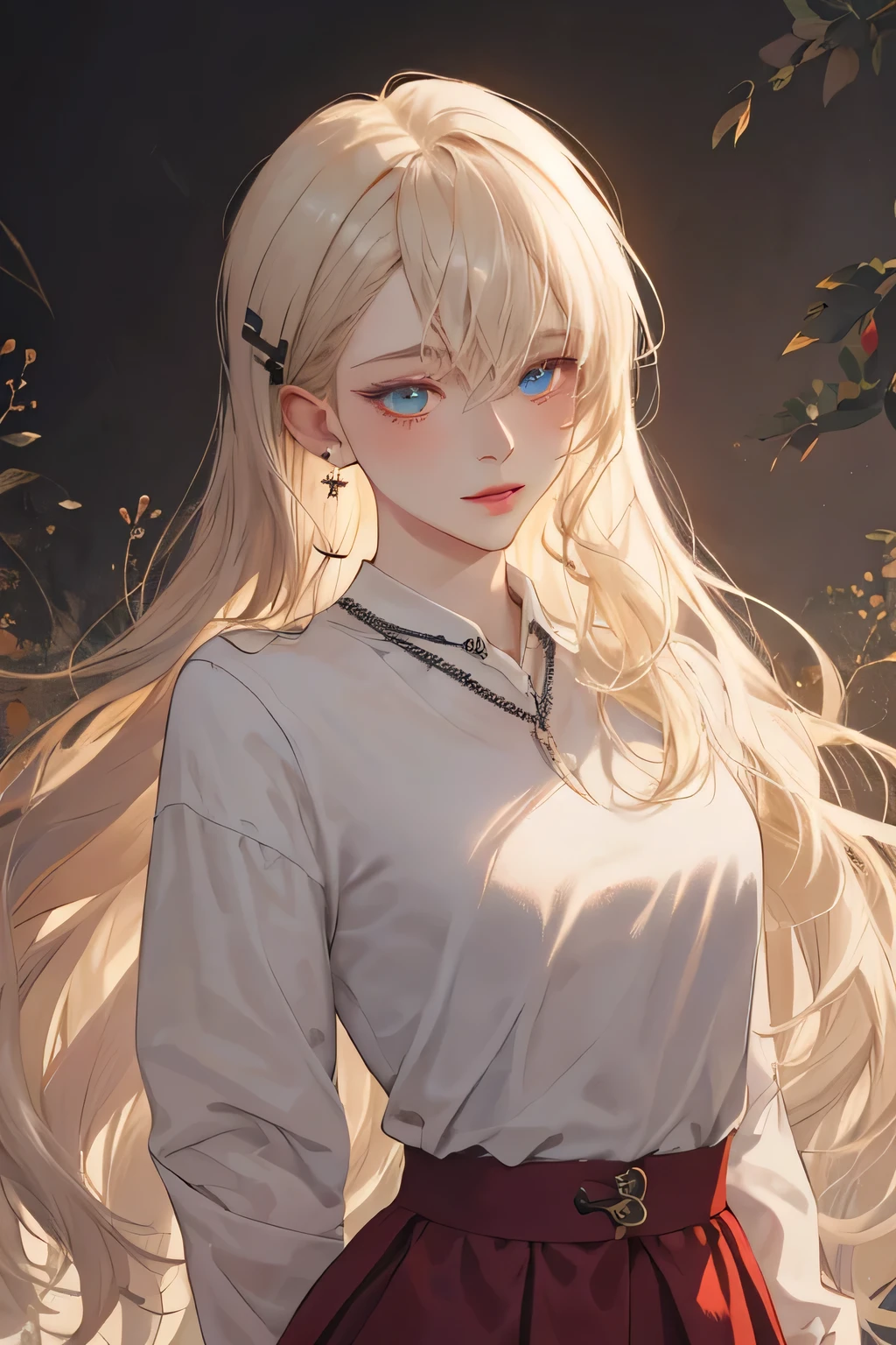(extreamly delicate and beautiful:1.2), 8K,(masterpiece:1.0),(best_quality:1.0), 1 girl,model and intricate detailing, Enlarged textures, and intricate detailing, finely eye and detailed face, and intricate detailing, shiraga, platinum blonde curls long hair, (closed mouths), Perfect eyes, Equal eyes, carolina eyes (A famale god) with maroon polo shirt and red maroon short skirt, carolina eyes perfect, perfect, earing, hairpin, perfect body, sexy body, carolina blue perfect eyes, lips nude, necklace, little blush on nude, stand