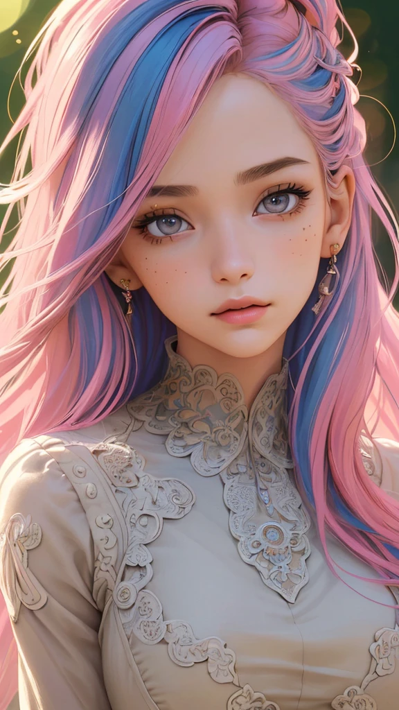 (best quality, masterpiece, perfect face, beautiful and aesthetic:1.2, colorful, dynamic angle, highest detailed face) coloured hair, 18 years old girl, medium tits, flirting on camera, , 35mm, bokeh, 9:16, (intricate details, hyperdetailed:1.15), detailed, light passing through hair (high contrast, official art, extreme detailed, highest detailed),