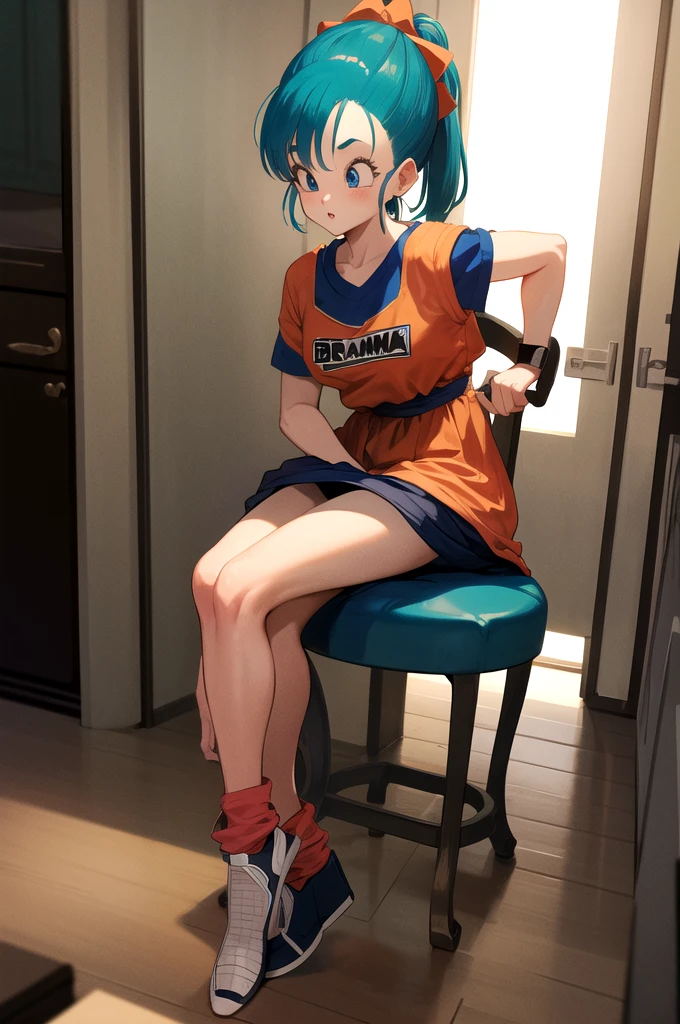 Bulma with the clothes of Goku, sexy, clothes of Goku, dragon ball object