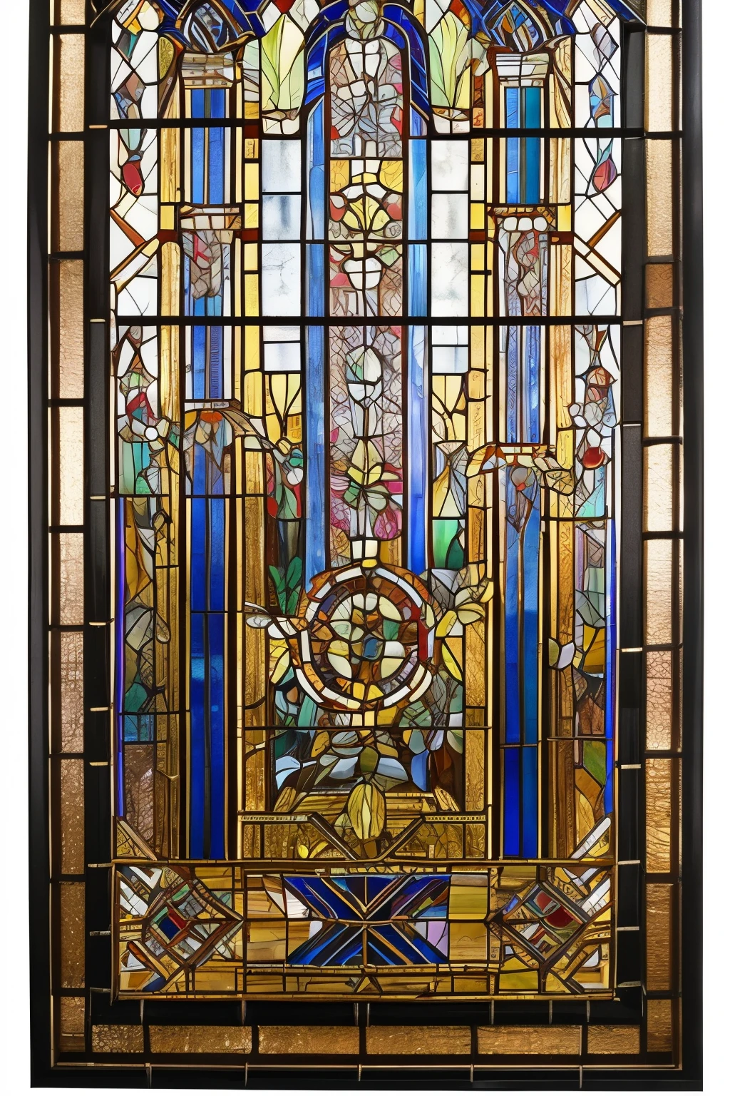 best quality, super fine, 16k, incredibly absurdres, extremely detailed, delicate and dynamic, jigsaw puzzle, transparent stained glass, orthodox paintings on black framework, iridescent reflections, white building walls, Mediterranean atmosphere