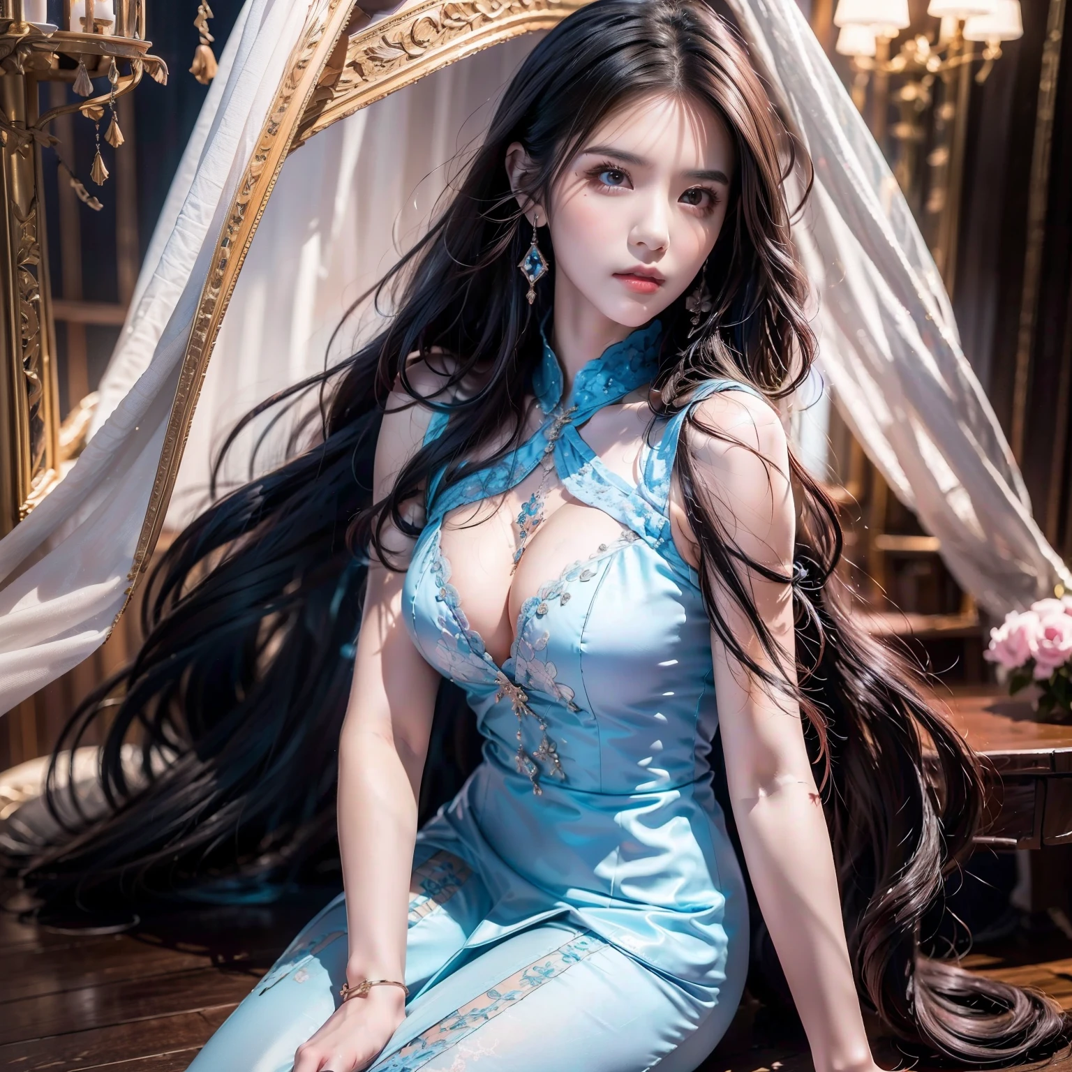 Super long hair、Best image quality、highest quality、Highest Resolution、Ultra-realistic photos、Full body photo、1 girl、Very beautiful face、超Super long hair、Hair length(approximately).5Meters、Straight black hair、Black hair longer than height、Black hair'It hasn't been cut in over 20 years.、Slender body、naked、World Long Hair Contest Winner、Terribly thick black hair、私のとても長いBlack hair体に巻き付いています.、Location: Bedroom、3Meters離れたところから撮影、Shiny and beautiful black hair、Terribly long black hair、Her black hair shines so beautifully、