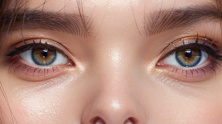 (masterpiece, 最high quality:1.2), One woman, masterpiece, Best image quality, high quality,(Super detailed), (8K), extreme face close-up shot、Let's try drawing just the eyebrows, eyes, and nose.,Japanese、Shoot from the front、Make the image symmetrical、