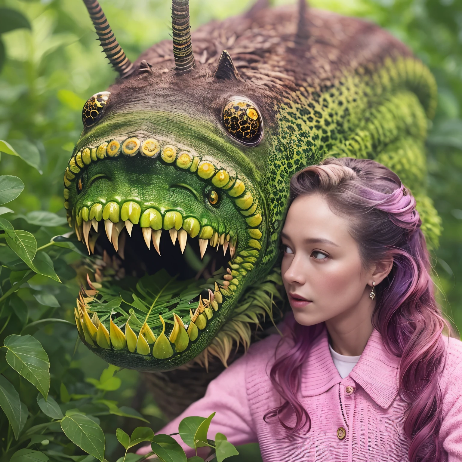 A caterpillar monster with a woman's face