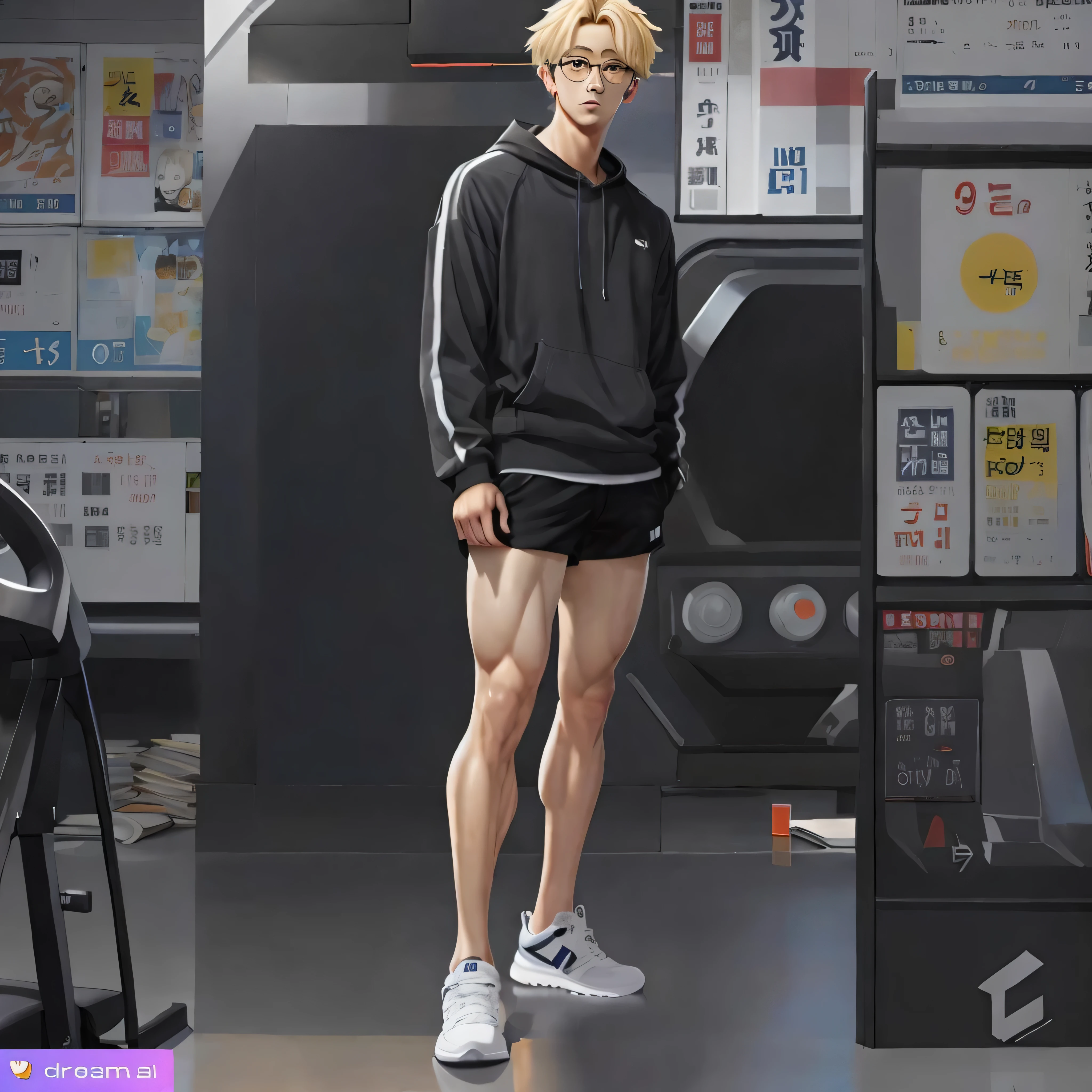there is a man standing in a room with a gas pump, realistic anime 3 d style, trending on cgstation, artwork in the style of guweiz, chest legs, legs and arms, inspired by Yanjun Cheng, modern anime style, full body portrait of a short!, guweiz, handsome anime pose, very modern anime style, as an anime character