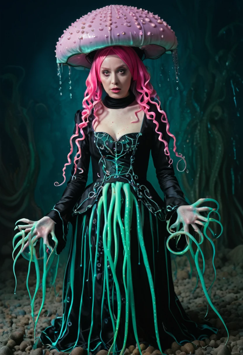8K, ARTISTIC photogrAphy, best quAlity, mAsterpiece: 1.2), A (potrAit:1.2) witch BLOOD Toon Doll Cthulhu nun QUEEN, EYES, CYAN many octopus style tentacles, full body RAW candid cinema, pink hair, 16mm, color graded portra 400 film, remarkable color, ultra realistic, sad admosphere, dark lighting, oppressive atmosphere, depressive colors, kodak portra 400, photograph,r, Natural Light, Pinhead lighgts, blur reflection, Brush Strokes, Smooth, abstract, Splatter, Oil On Canvas, rainbow colors, fractal isometrics details bioluminescens : a stunning realistic photograph of wet bone structure, 3d render, octane render, intricately detailed, titanium decorative headdress, cinematic, trending on artstation | Isometric | Centered