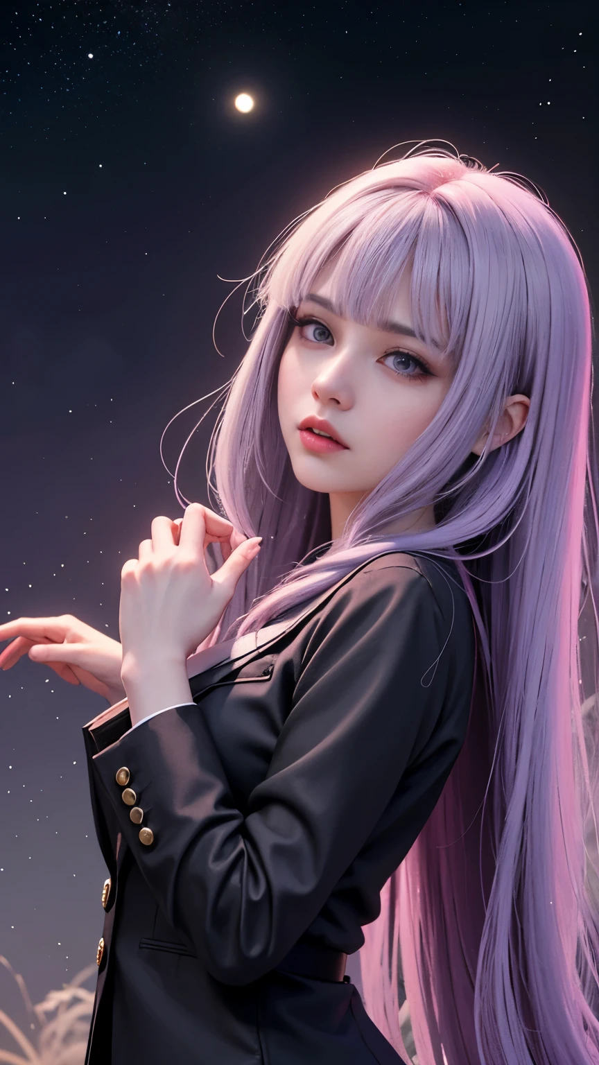 background(Black Night Sky,Big Moon),Woman close up,Wearing a white shirt、Purple Hair,Very long hair,very thick braids,Purple eyes,big , realistic girl rendering, 8k artistic german bokeh, Enchanting girl, Real Girls, Gurwitz, Gurwitz-style artwork, Girl Roleplay, Realistic 3D style, cgstation Popular Topics,, 8K Portrait Rendering,(truth,truth:1.4),Wear pink pajamas,巨big ,Sparkling eyes,Purple eyes、In the depths of space, The dark god awakens,
Cthulhu, Ancient ones, With tentacles that make the heart tremble.
A being of great power, Beyond human understanding,
Emergeing from the Depths, Heralding the Ascension of the Universe.
Full of grotesque shapes and madness,
Cthulhu, Great old thing, 恐怖とtruthをもたらす.
From the Sunken City of R'lyeh, He stands up,
A cult of sacrificial followers.
but、In this nightmare, The story unfolds,
A born from chaos, a story yet to be told.
The existence of both worlds, The Hybrid God,
With a heart craving love, A soul longing for brilliance.
In that terrible union, A ray of hope remains,
A creature destined to bridge the divide in the universe.
Humanized, Born from a forbidden embrace,
They embody duality, Both fear and blessing.
As they travel the world, Surrounded by fear,
They seek understanding, I want to be close.
The of Cthulhu, Born from ancient tradition,
Symbol of unity, Their destinies are forever intertwined.
Even in the dark, light flickers,
Light of Mercy, Through the Night.
deep within their being, They find solace and peace,
Accept your fate, Their love never ends.
Let's think about this story, With father ,
Of Cthulhu, elder, And his descendants are very wild..
In the depths of fear, Beauty blooms,
And in Lovecraft's nightmares, Compassion Finds a Place.