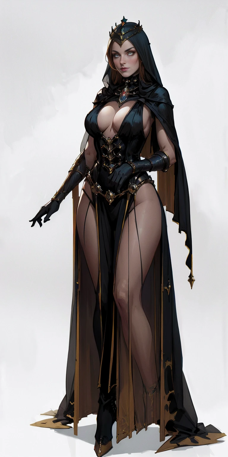 ((white background)) full body of a woman in a dress with a veil, feet together, standing feet together, military boots, beautiful fantasy maiden slave warrior, beautiful fantasy art portrait, fantasy Victorian art, medieval fantasy art, beautiful and elegant queen, portrait of queen of light, fantasy portrait art, gothic fantasy art, a beautiful fantasy empress, hands on hips