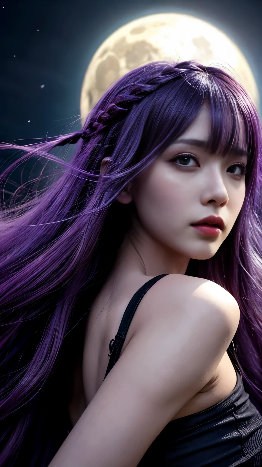 background(Black Night Sky,Big Moon),Woman close up,Wearing a white shirt、Purple Hair,Very long hair,very thick braids,Purple eyes,big , realistic girl rendering, 8k artistic german bokeh, Enchanting girl, Real Girls, Gurwitz, Gurwitz-style artwork, Girl Roleplay, Realistic 3D style, cgstation Popular Topics,, 8K Portrait Rendering,(truth,truth:1.4),Wear pink pajamas,巨big ,Sparkling eyes,Purple eyes、In the depths of space, The dark god awakens,
Cthulhu, Ancient ones, With tentacles that make the heart tremble.
A being of great power, Beyond human understanding,
Emergeing from the Depths, Heralding the Ascension of the Universe.
Full of grotesque shapes and madness,
Cthulhu, Great old thing, 恐怖とtruthをもたらす.
From the Sunken City of R'lyeh, He stands up,
A cult of sacrificial followers.
but、In this nightmare, The story unfolds,
A born from chaos, a story yet to be told.
The existence of both worlds, The Hybrid God,
With a heart craving love, A soul longing for brilliance.
In that terrible union, A ray of hope remains,
A creature destined to bridge the divide in the universe.
Humanized, Born from a forbidden embrace,
They embody duality, Both fear and blessing.
As they travel the world, Surrounded by fear,
They seek understanding, I want to be close.
The of Cthulhu, Born from ancient tradition,
Symbol of unity, Their destinies are forever intertwined.
Even in the dark, light flickers,
Light of Mercy, Through the Night.
deep within their being, They find solace and peace,
Accept your fate, Their love never ends.
Let's think about this story, With father ,
Of Cthulhu, elder, And his descendants are very wild..
In the depths of fear, Beauty blooms,
And in Lovecraft's nightmares, Compassion Finds a Place.