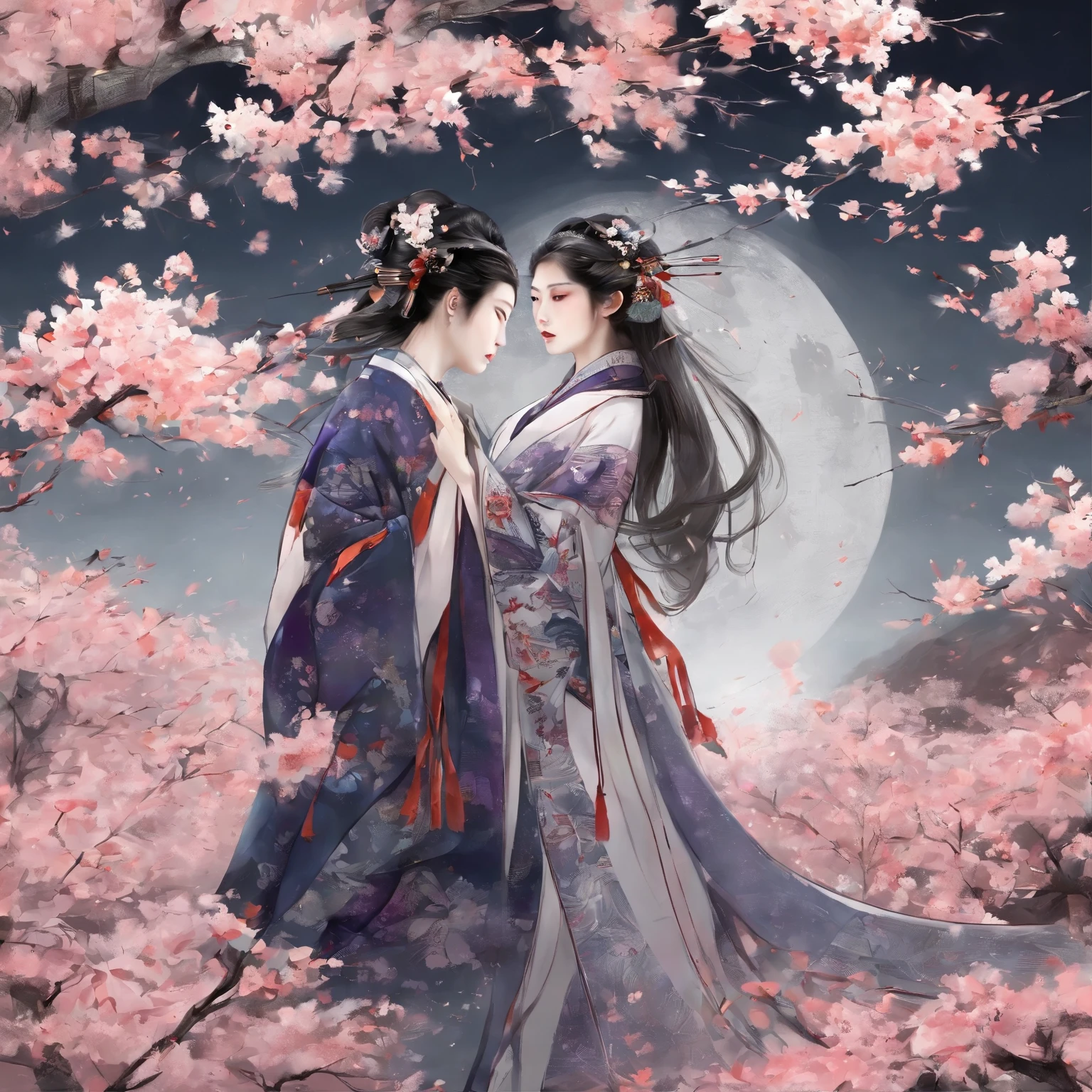 1. Scene description: - An assassin in the form of a female samurai wearing a skull mask。 （A girl dressed as a samurai with a skull mask-like face） - Detailed facial features: sharp eyes、pronounced nose、lips。 (Beautiful and detailed eyes、美しく緻密なlips) - Additional details: Long eyelashes、Intense expression、A strong and confident posture。 (Very detailed目と顔、Long eyelashes) 2.material: ·An illustration：Characters are depicted by hand.、 - Media: High resolutionのデジタル イラスト、 - Artistic style: Combining elements of dark fantasy and traditional Japanese art、 3. Scene details: - background: Cherry blossoms in full bloom and a moonlit garden、 - Lighting: The soft moonlight casts a shadow、Illuminates the character&#39;s facial features、 -atmosphere: Mysterious and fascinating、Full of expectations、 4.image quality: - highest quality、High resolution：（highest quality、High resolution） - Super detailed：（Super detailed） - Realisticなスタイル: (Realistic) - Bright colors：（Bright colors） 5. Color Palette: - Main color: Black in the character&#39;s clothing and mask、gray、Shades of silver、 ·Cherry tree：Gentle pink and white、 - Moonlit Sky: Deep blue and purple with a silvery tint、 6. Overall prompt: With a face resembling a skull、Dressed as a samurai、緻密な瞳とlipsが美しい少女、sheVery detailed目と顔、Long eyelashesを持っています、she、Combining dark fantasy with elements of traditional Japanese art、High resolutionのデジタルイラストで描かれています。The stage is illuminated by moonlight、A garden with cherry blossoms in full bloom、The light is soft moonlight、It casts shadows and illuminates the character&#39;s facial features.、雰囲気はMysterious and fascinating、Full of expectations、画像はhighest quality、High resolution、Very detailed、Photorealistic style、Color Paletteには、The character&#39;s costume and mask are black.、gray、Shades of silverが含まれ、Cherry trees have soft pink and white、The moonlit sky contains deep blues and purples with a silvery tint、

