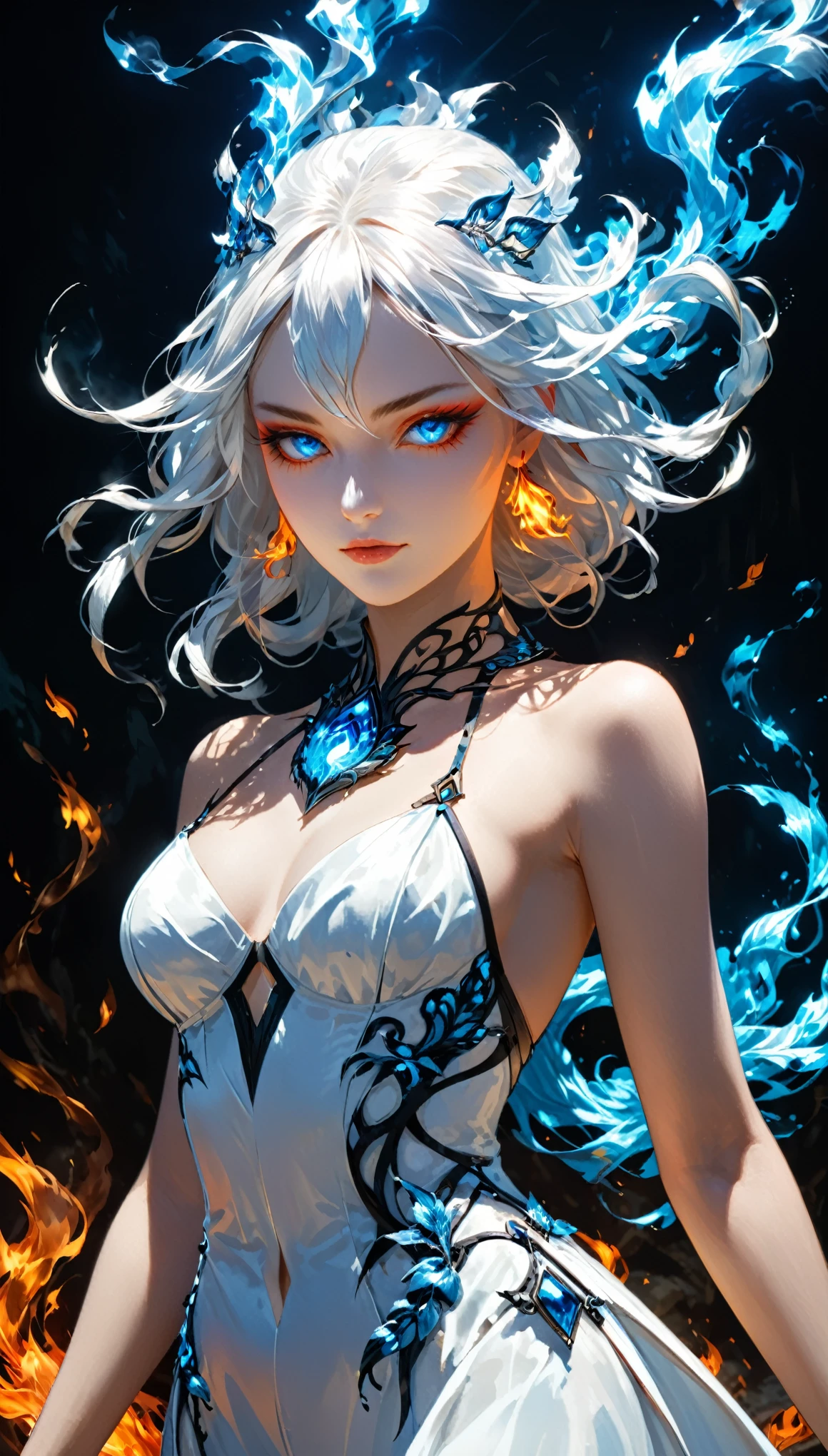 detail face,detail eyes,detail skin,(surrealist style:1.1),(in style of Edwin Austin Abbey:0.8),(character design:1.2),(dodgerblue fire Elemental sculpture),(floating:1.3),
BREAK
dynamic focus,metal base,(long white hair:1.2),(white eyes:1.2),(pose:1.4),(white clothes:1.2),
BREAK
cinema lighting,(elementalize body:1.2),(the lines of movement of the wind:1.3),
BREAK
floating tinder,intense vibe,(prominent compositional structure:1.4),