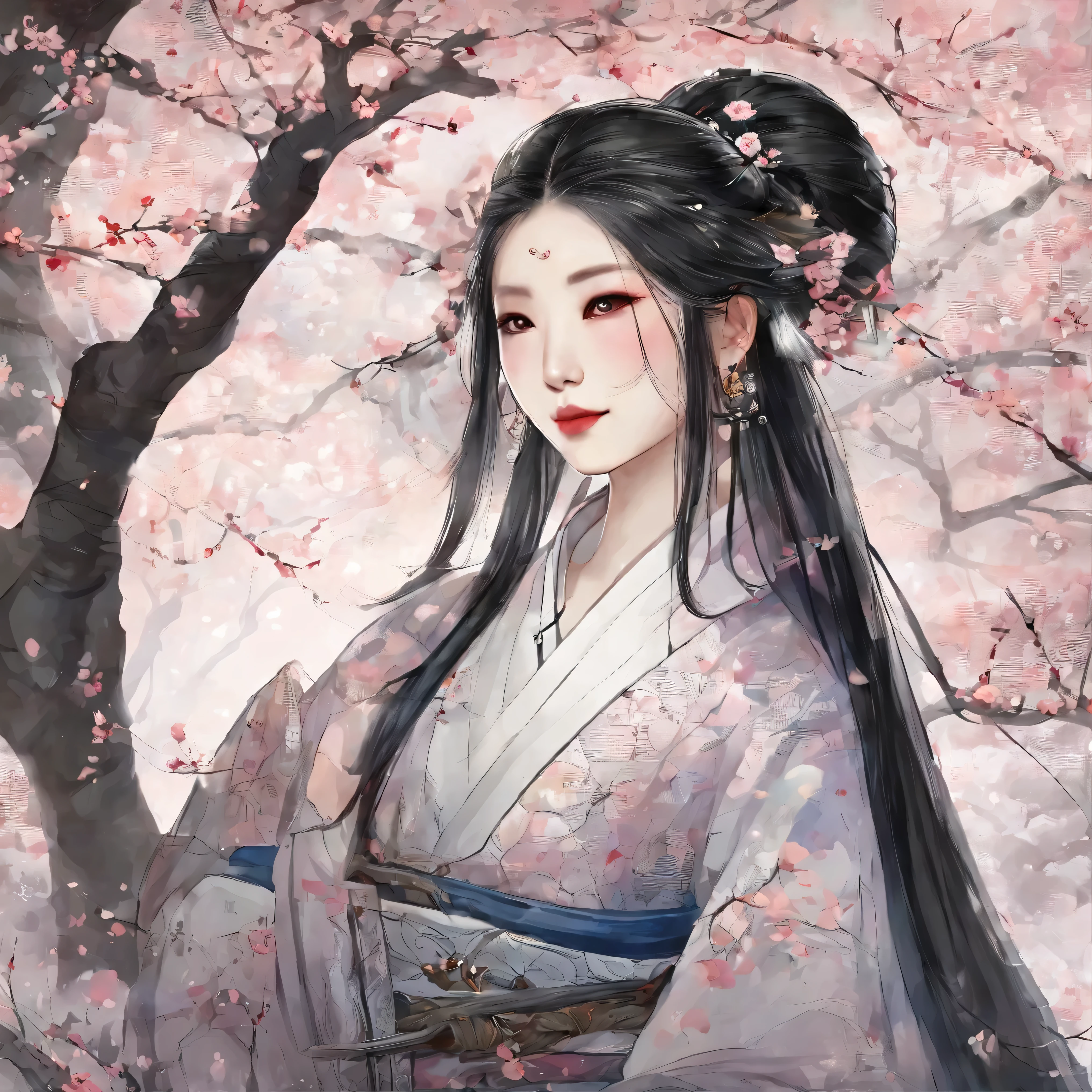 1. Scene description: - An assassin in the form of a female samurai wearing a skull mask。 (A girl dressed as a samurai with a skull mask-like face) - Detailed facial features: sharp eyes、pronounced nose、lips。 (Beautiful and detailed eyes、Beautiful and detailed lips) - Additional details: Long eyelashes、Intense expression、A strong and confident posture。 (Very detailed目と顔、Long eyelashes) 2.material: ·An illustration:Characters are depicted by hand.、 - Media: High resolution digital illustration、 - Artistic style: Combining elements of dark fantasy and traditional Japanese art、 3. Scene details: - background: Cherry blossoms in full bloom and a moonlit garden、 - Lighting: The soft moonlight casts a shadow、Illuminates the character's facial features、 -atmosphere: Mysterious and fascinating、Full of expectations、 4.image quality: - highest quality、High resolution:(highest quality、High resolution) - Super detailed:(Super detailed) - Realistic style: (Realistic) - Bright colors:(Bright colors) 5. Color Palette: - Main color: Black in the character's clothing and mask、gray、Shades of silver、 ·Cherry tree:Gentle pink and white、 - Moonlit Sky: Deep blue and purple with a silvery tint、 6. Overall prompt: With a face resembling a skull、Dressed as a samurai、A girl with beautiful eyes and lips、sheVery detailed目と顔、Long eyelashesを持っています、she、Combining dark fantasy with elements of traditional Japanese art、High resolutionのデジタルイラストで描かれています。The stage is illuminated by moonlight、A garden with cherry blossoms in full bloom、The light is soft moonlight、It casts shadows and illuminates the character's facial features.、The atmosphere is mysterious and fascinating.、Full of expectations、The image is of highest quality、High resolution、Very detailed、Photorealistic style、Color Palette、The character's costume and mask are black.、gray、Shades of silver included、Cherry trees have soft pink and white、The moonlit sky contains deep blues and purples with a silvery tint、