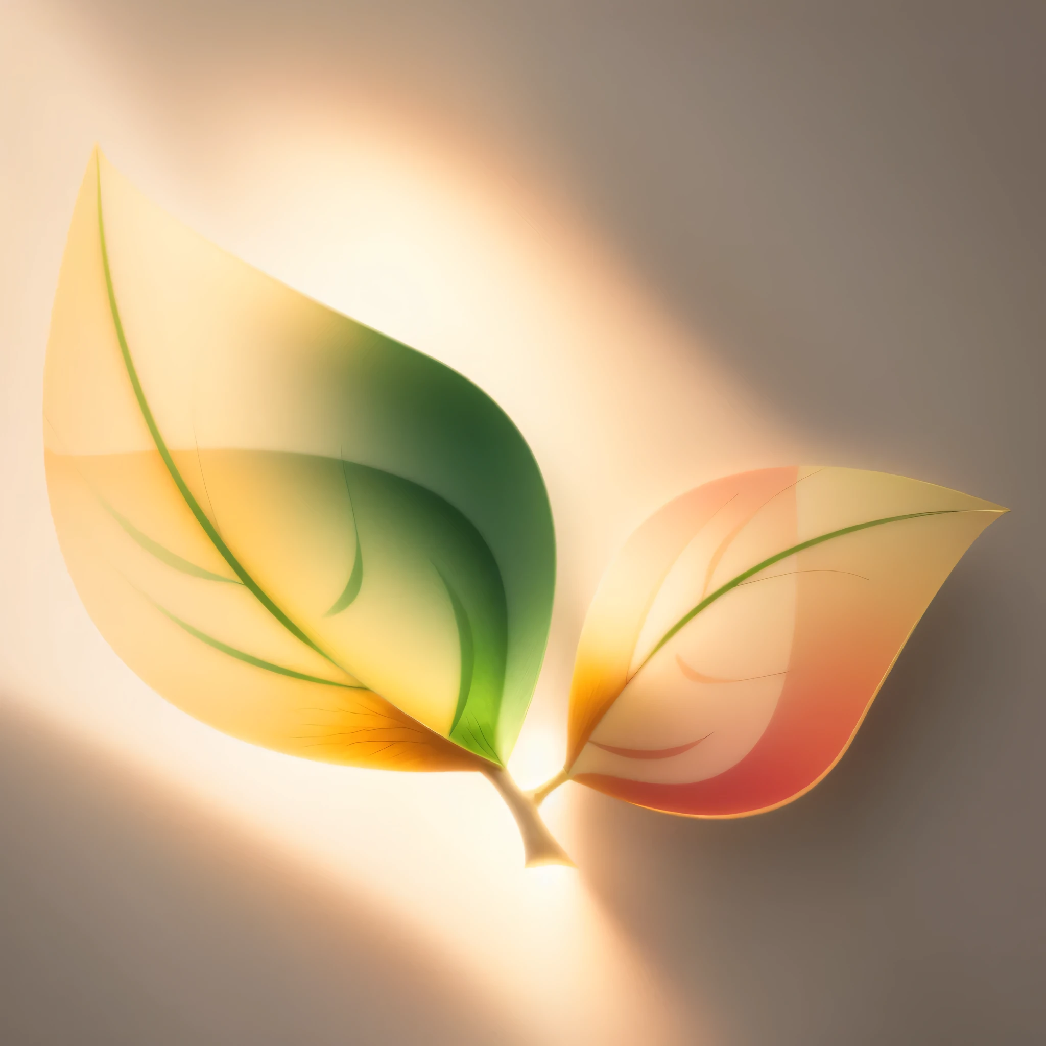 Spring leaves,Looking down from above,Solid color background