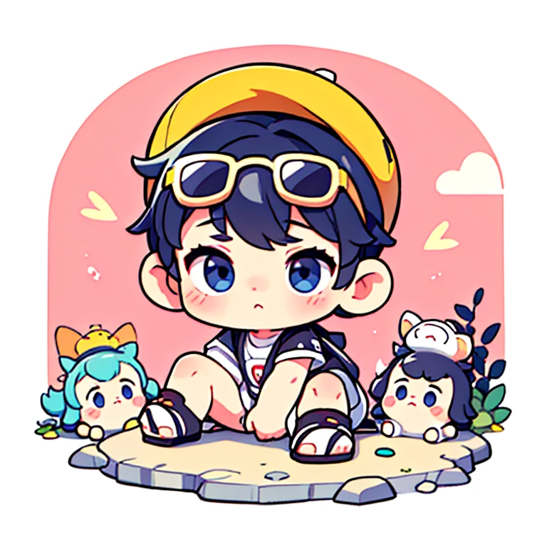 Very young baby、Rock style sunglasses、Soft feeling、Anime Style、Baby clothes、Crawling、boy