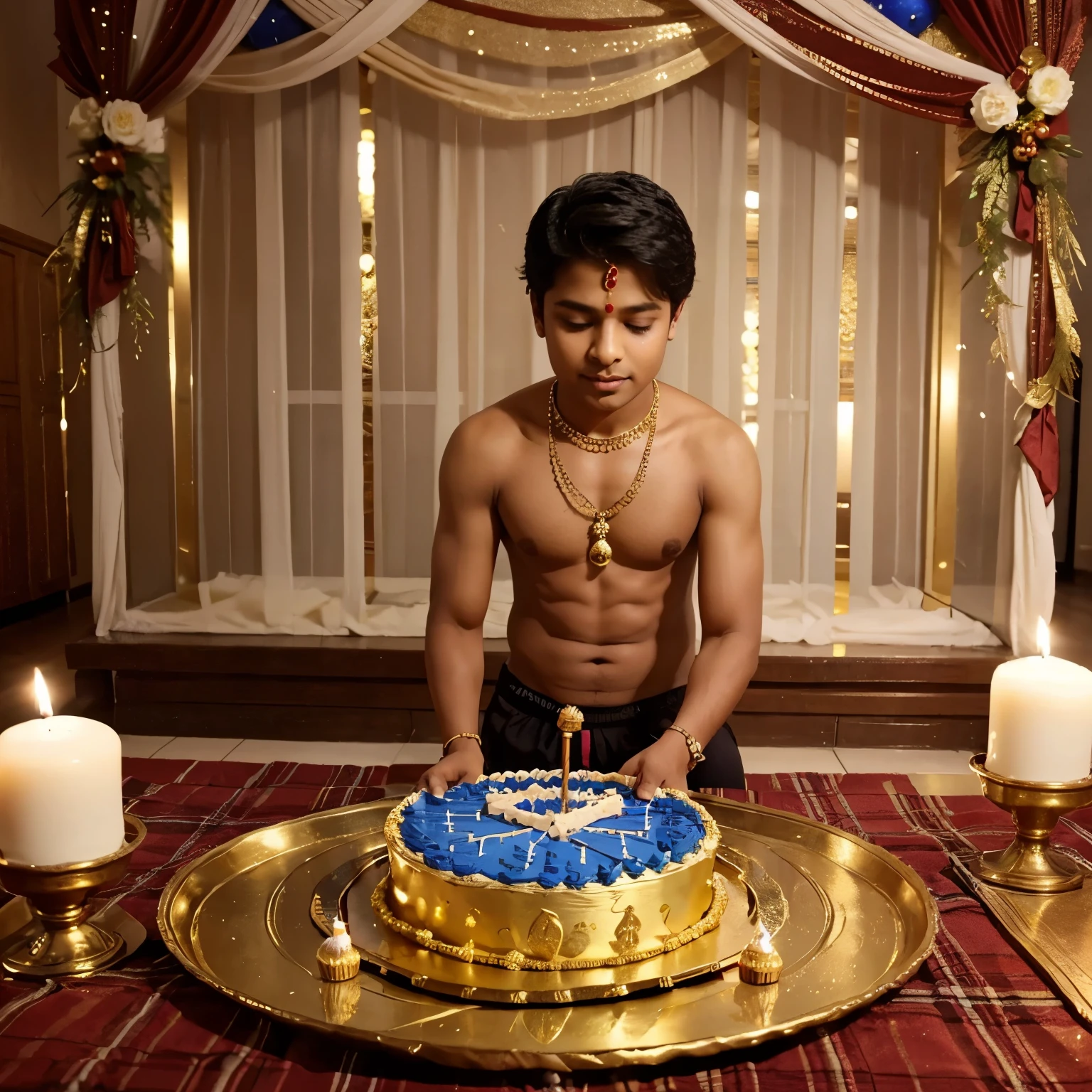 Satyam birthday decorate for wishing with boys