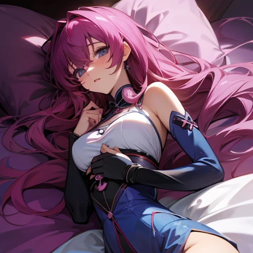 sexy anime girl lying on bed spreading her legs and her vagaina exposed and wet moaning