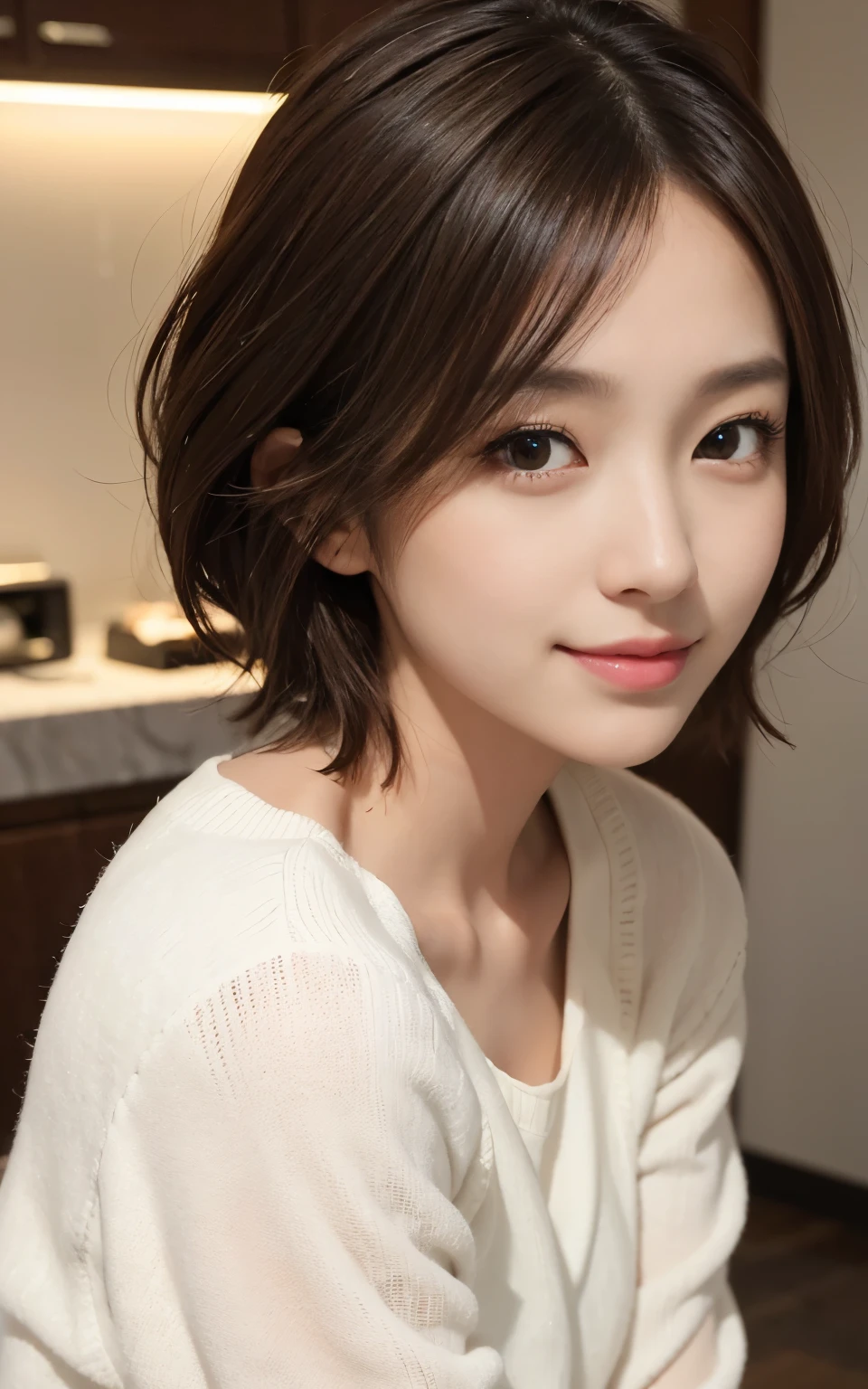 Cute 21 year old Japanese、city、shopping、Super detailed face、Pay attention to the details、double eyelid、Beautiful thin nose、Sharp focus:1.2、Beautiful woman:1.4、(Light brown hair,short hair、),Pure white skin、highest quality、masterpiece、Ultra-high resolution、(Photorealistic:1.4)、Highly detailed and professional lighting、nice smile、Show your whole body、Cute autumn clothes、