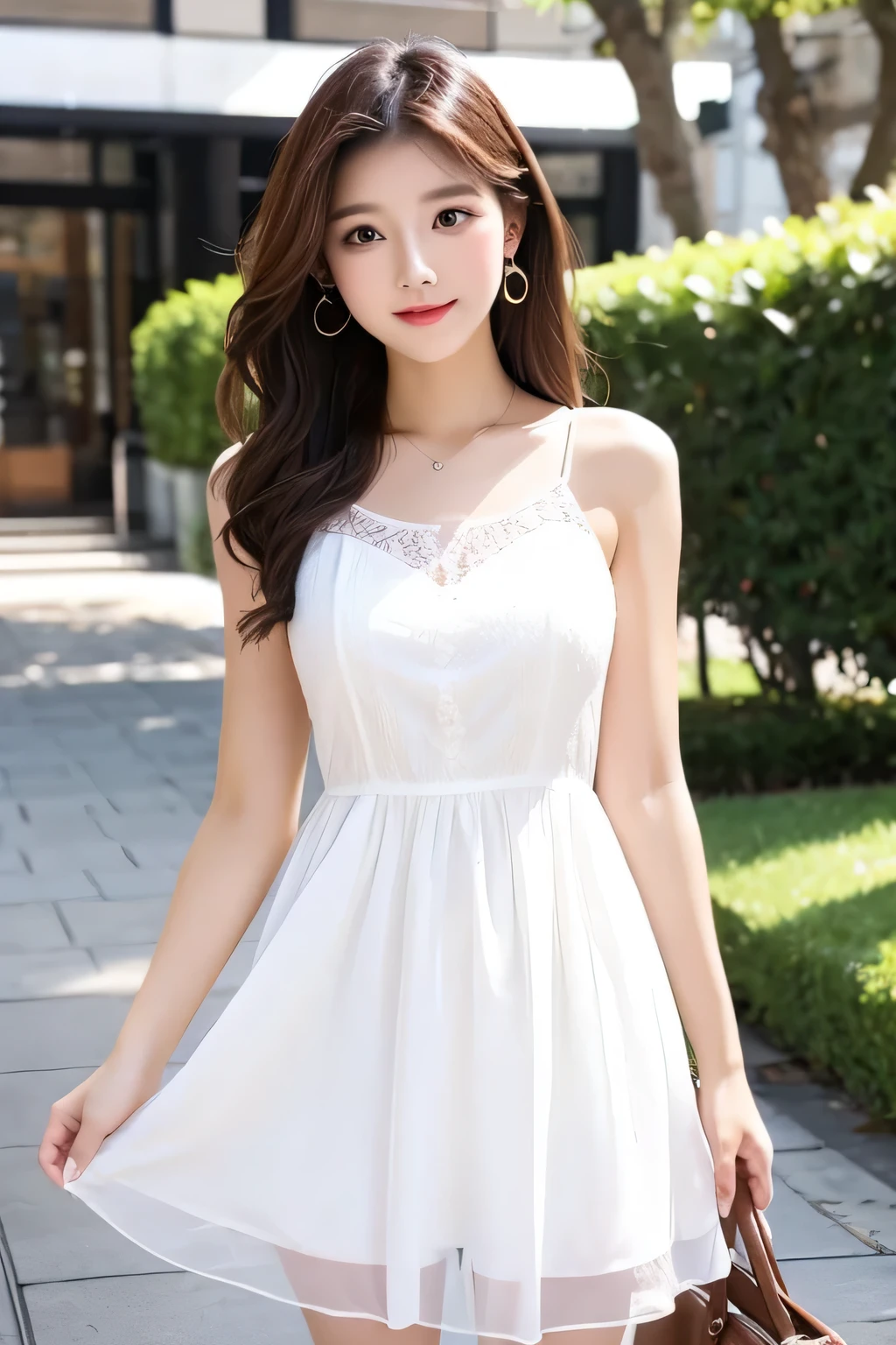White Dress　Stylish　woman　upscale