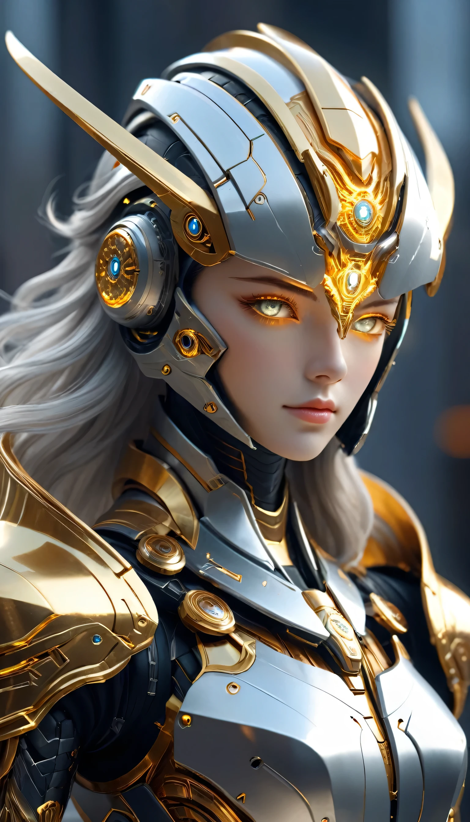 masterpiece, best quality, high quality, (Futurism:1.1), (Saint Knight holding a sword of light, Light Magic, Saint, Magic Wave, Silver and gold), light, (Exquisite future), Beautiful and beautiful,Face armor,Eyes glow,helmet,Runes, Super detailed, great composition, floating, Depth of Field, (Very detailed CG,Unity 8k Wallpaper), (Beautiful detail background), Beautiful hair details, Dramalight, Gogita, Mecha,best quality,Ultra-high resolution,Reality,Concept Art,Fantasy Style,