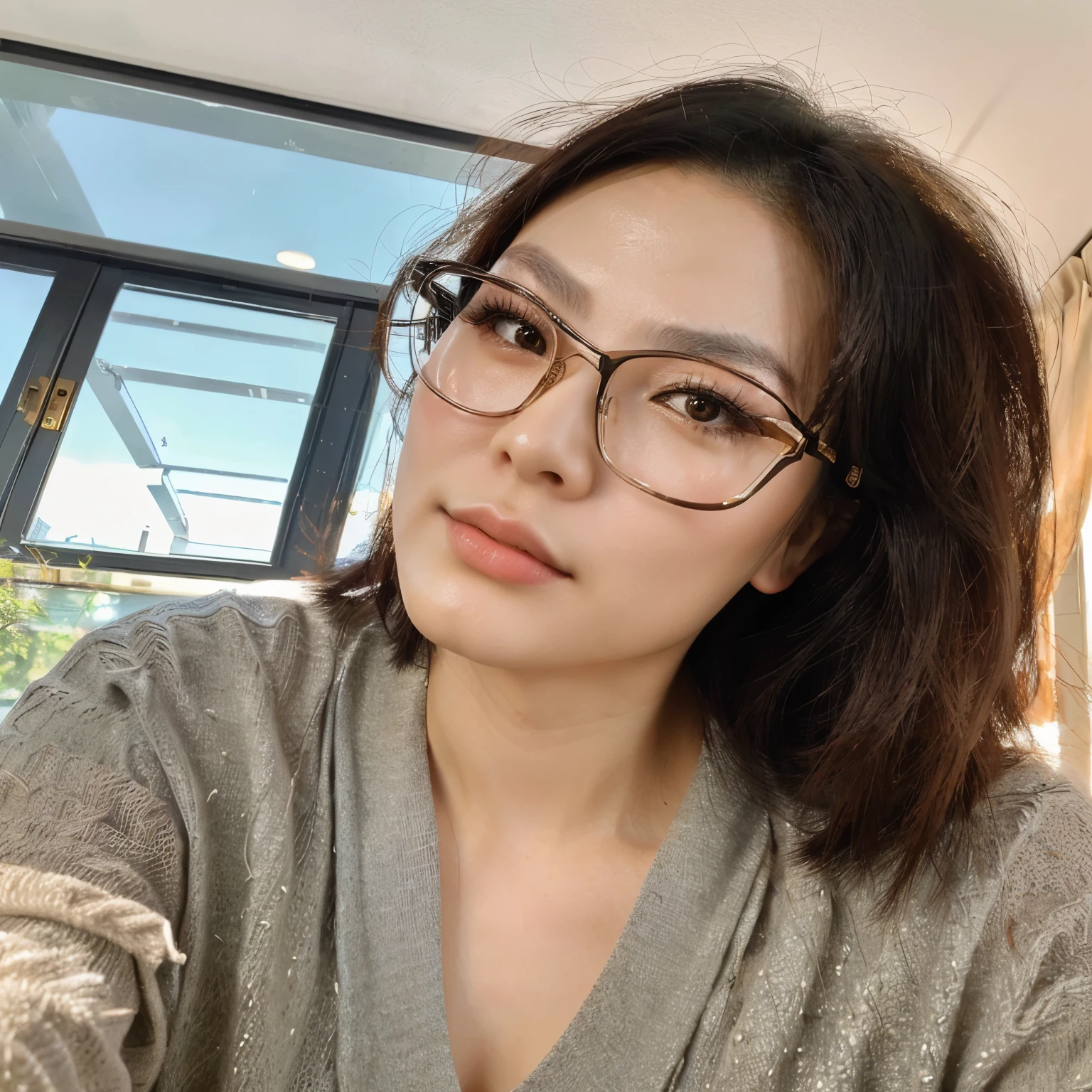 make a same photo, realistic, Chinese woman ,35 years old, beautiful, fashionable, and serious face, lovely but confident.