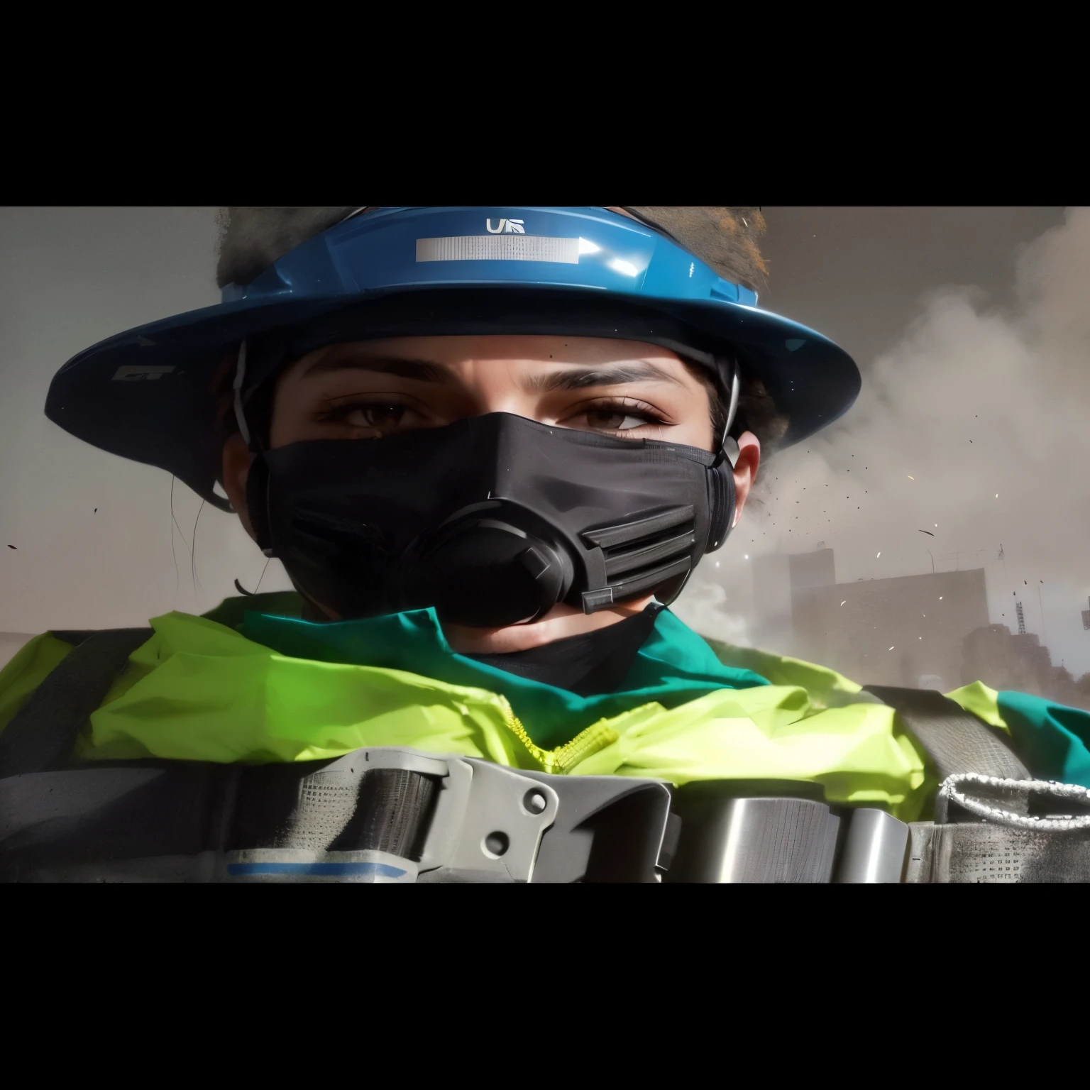 arafed construction worker with mask and safety vest, usando mascarilla, seguro para el trabajo, Ingeniero Civil, usando mascara, (SFW) seguro para el trabajo, imagen de perfil, foto de perfil, foto autofoto, usando casco, dust mask, 8k foto autofotograph, foto tomada en 2 0 2 0, con cara precisa, avatar image, respirator, perfil frontal!!!!