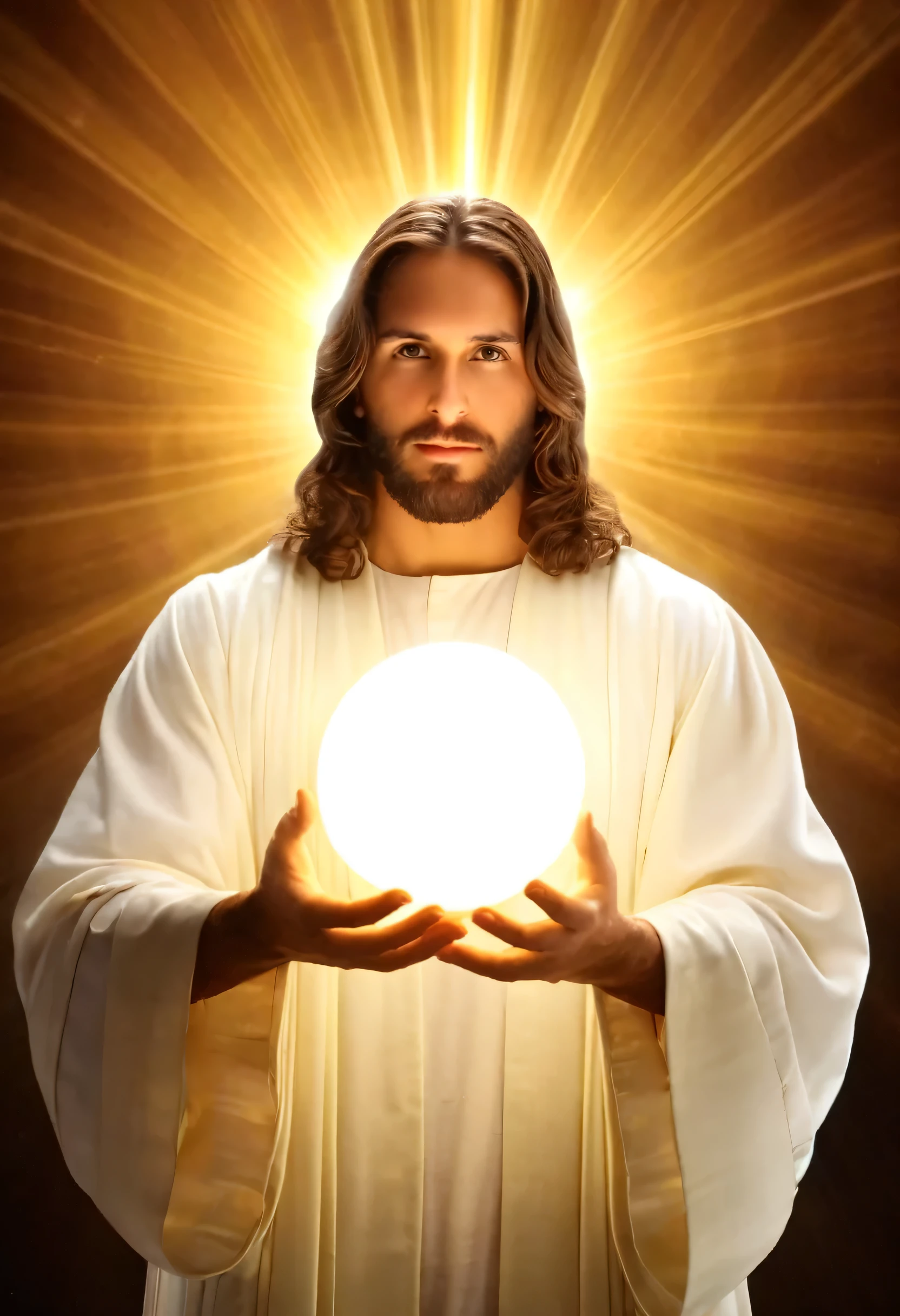 jesus holding a glowing ball in his hands, holy sacred light rays, holy energy, jesus christ, religious imagery, holy imagery, the lord and savior, second coming, visible holy aura, spiritual light, holy light, young almighty god, holy rays of spiritual light, glowing holy aura, holy and sacred, glowing god rays, divine light, god light, light of god