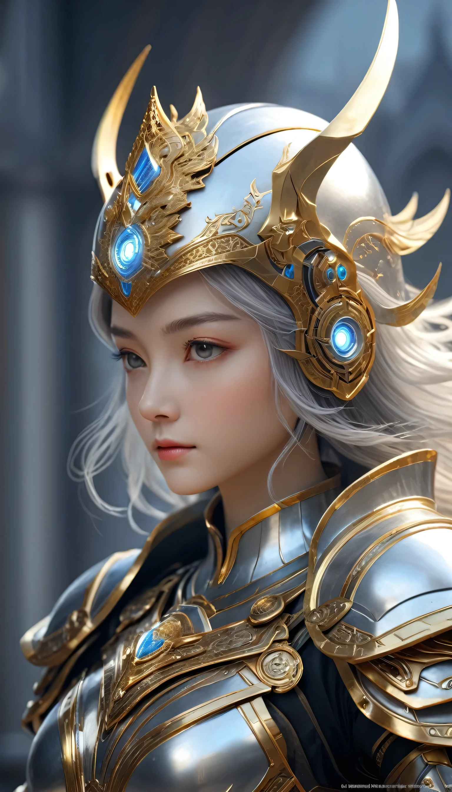 masterpiece, best quality, high quality, (Futurism:1.1), (Saint Knight holding a sword of light, Light Magic, Saint, Magic Wave, Silver and gold), light, (Exquisite future), Beautiful and beautiful,Face armor,Eyes glow,(helmet),Runes, Super detailed, great composition, floating, Depth of Field, (Very detailed CG,Unity 8k Wallpaper), (Beautiful detail background), Beautiful hair details, Dramalight, Gogita,armor,best quality,Ultra-high resolution,Reality,Concept Art,Fantasy Style,