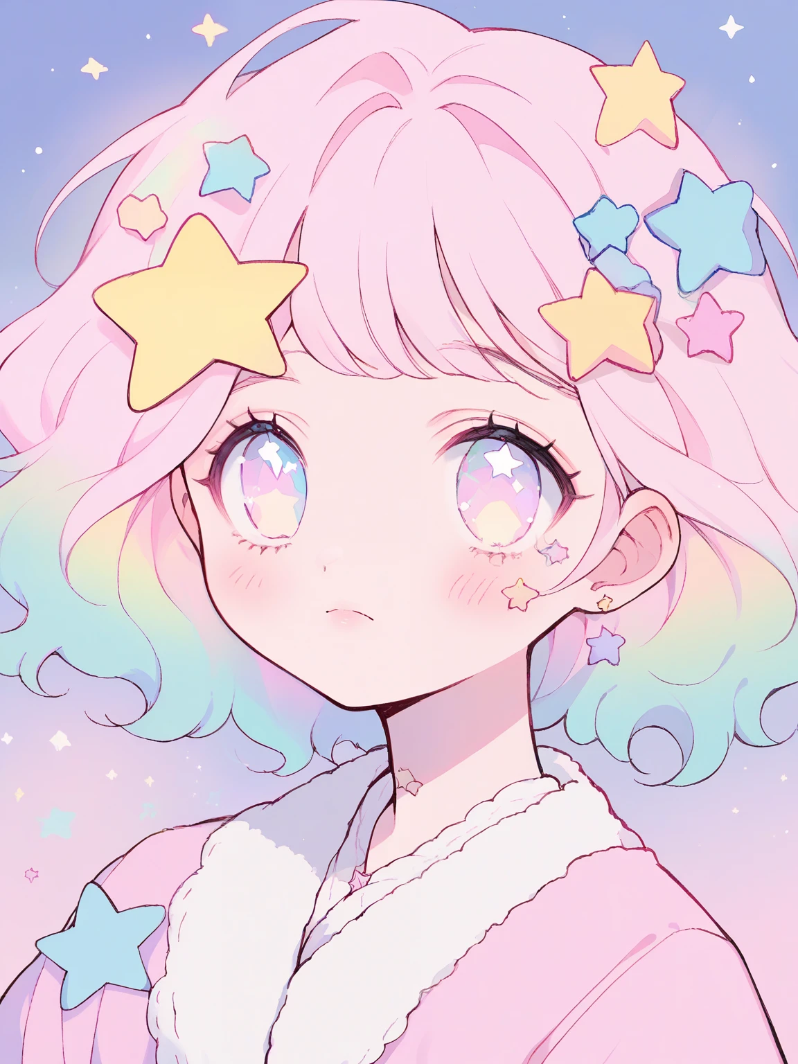 neondskdrmsxl, score_9_climb, score_8_climb, score_7_climb, score_6_climb, pastel colors, star , (mark), star hair accessories, hair accessories, pastel neon lighting, source_anime, neon, neon theme , 