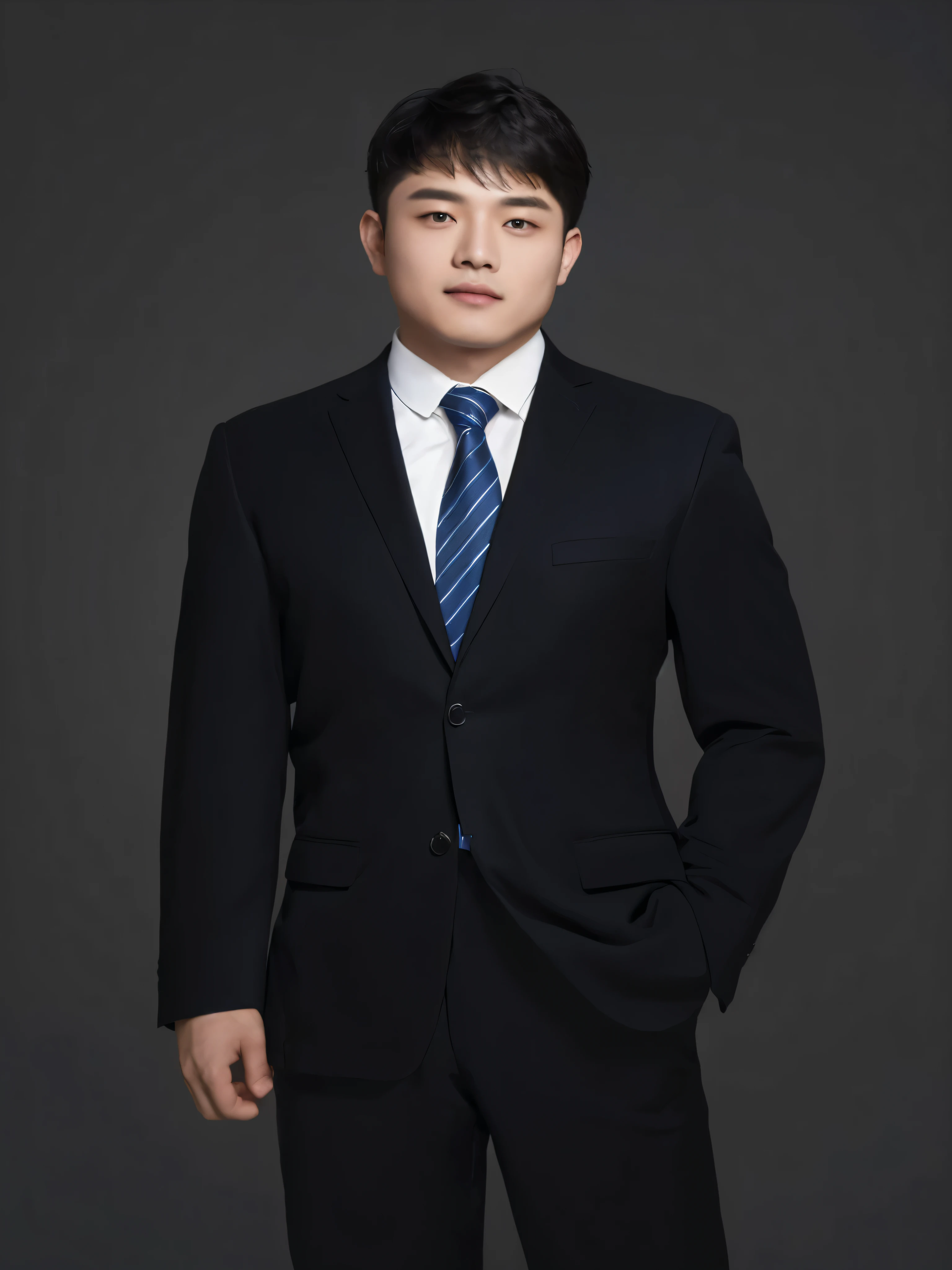 A man dressed in a suit and tie is posing for a photo, professional portrait, professional headshot, corporate portrait, Mr. Jia, formal portrait, professional individual profile picture, Jin Yiwei, Wei Wang, Yanjun Chengt, Wenjun Lin, Wu Ruiben, Qifeng Lin, Xintong Chen, Peter Xiao.
Material: Digital illustration, high-quality digital rendering, professional photography.
Additional details: Confident expression, clean and neat appearance, standing against a plain background, intense eye contact with the camera, professional pose, an air of professionalism and expertise.
Image quality: (best quality, 4k, 8k, high-res, masterpiece:1.2), ultra-detailed, (realistic, photorealistic, photo-realistic:1.37), HDR, UHD, studio lighting, ultra-fine painting, sharp focus, professional, vivid colors, bokeh.
Art style: Portraits, professional photography.
Color tone: Elegant and subtle color palette, with a focus on neutral and cool tones to enhance the professional atmosphere.
Lighting: Soft, even lighting that highlights the subject's features and creates a professional and polished look.