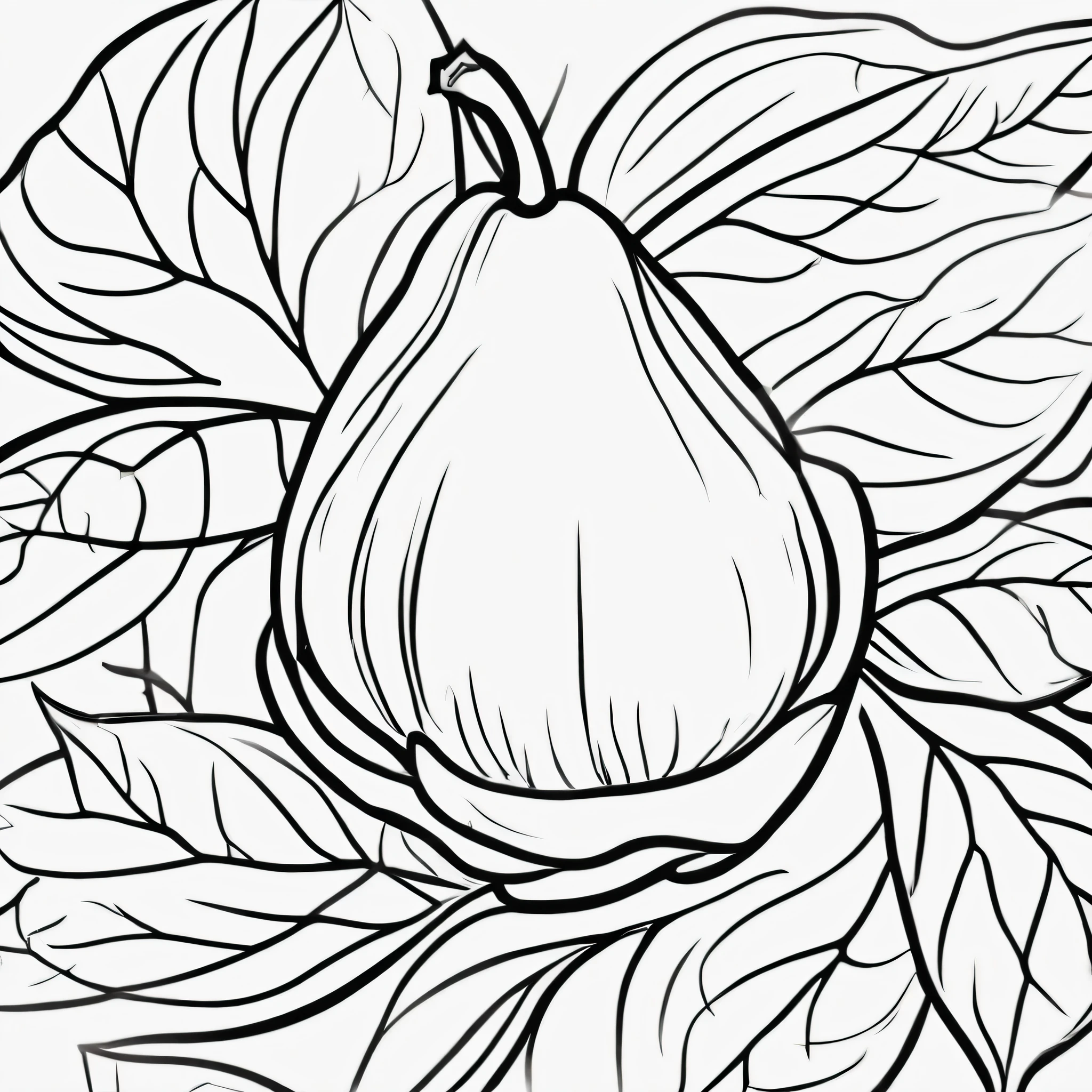 A single guava, Simple, thick and bold outline，Hand-drawn draft，2d, No coloring required, for a kids coloring page